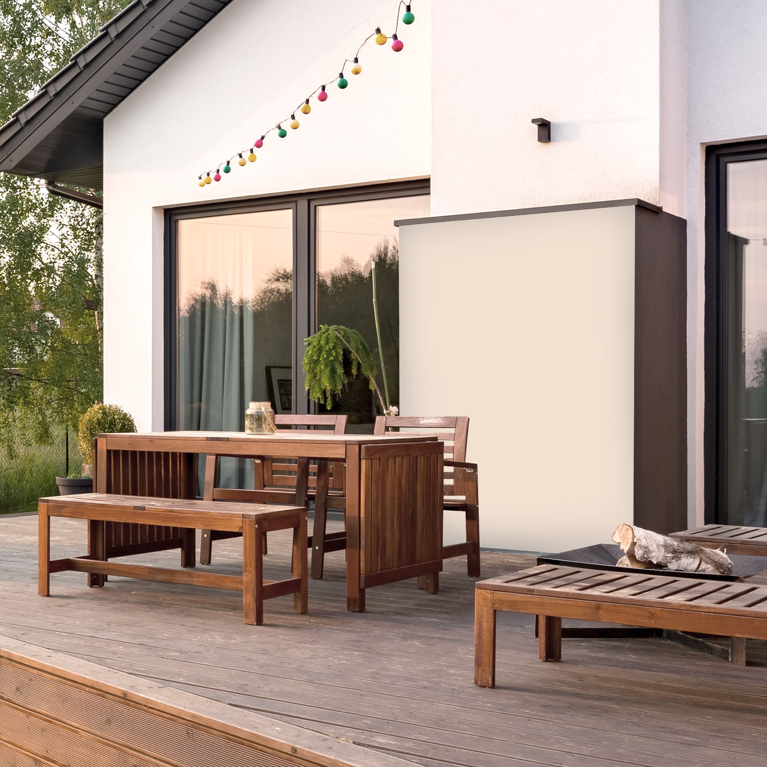 Wandverkleidung für den Outdoorbereich in Beige Unifarbe Wandverkleidung für den Outdoorbereich in Beige Unifarbe