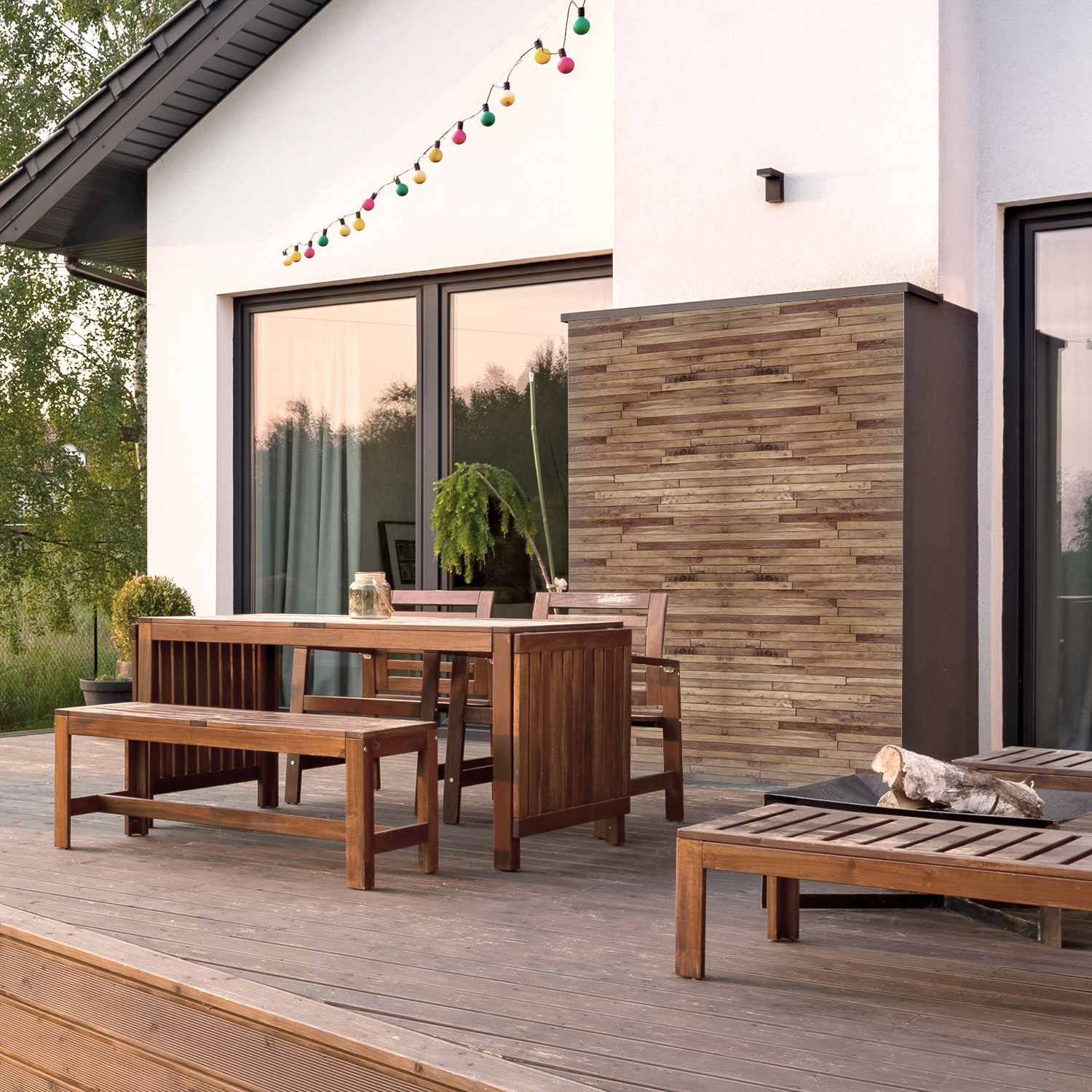 Wandverkleidung für den Outdoorbereich mit Holz V3 Motiv Wandverkleidung für den Outdoorbereich mit Holz V3 Motiv