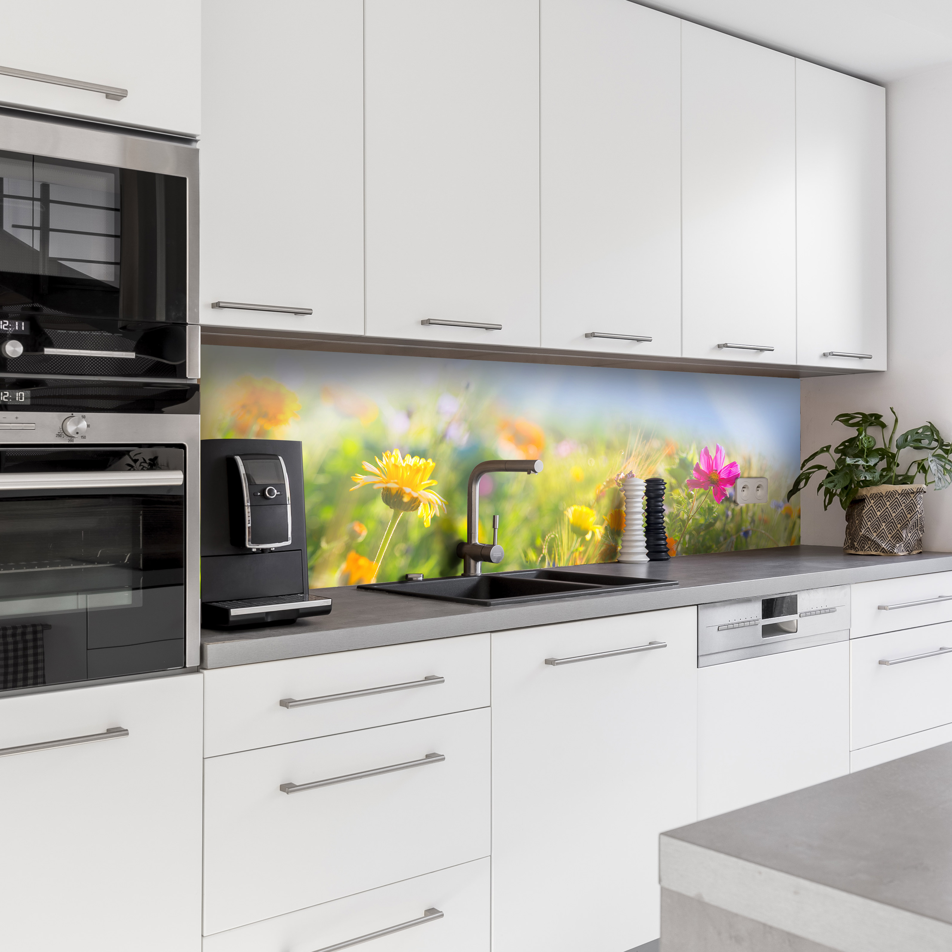 Küchenrückwand mit Blumen V3 Motiv als Fliesenersatz und Spritzschutz Küchenrückwand mit Blumen V3 Motiv als Fliesenersatz und Spritzschutz