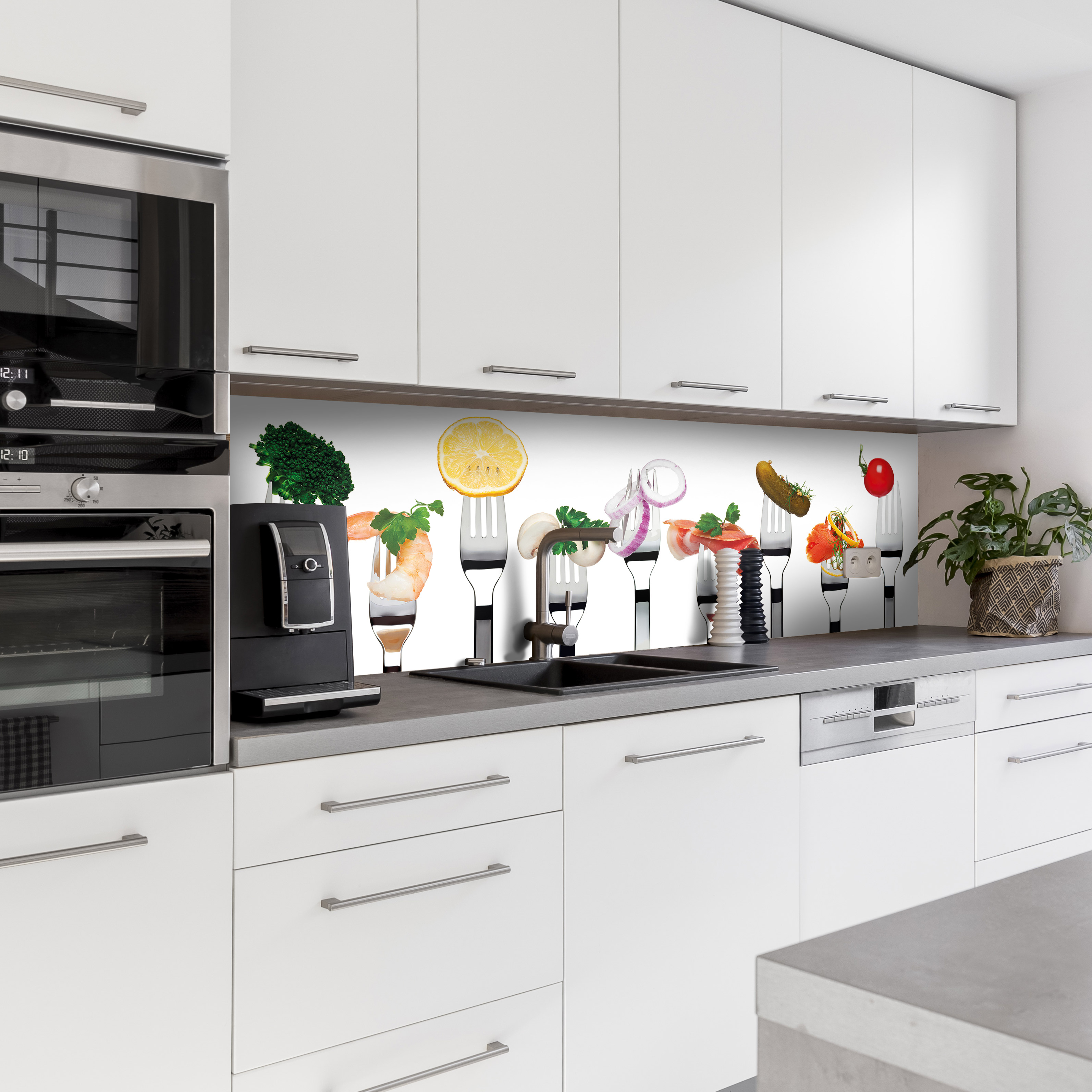 Küchenrückwand mit Obst & Gemüse V7  Motiv als Fliesenersatz und Spritzschutz 