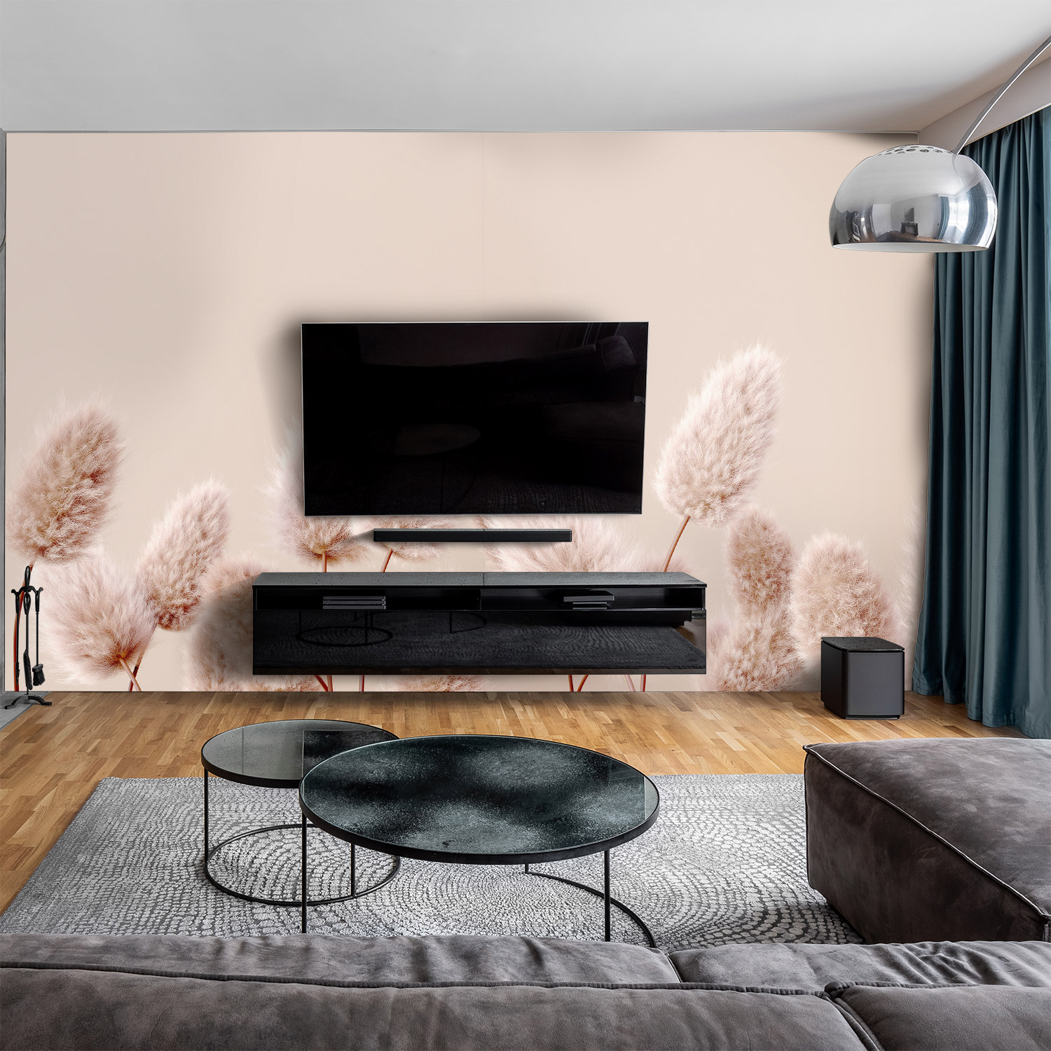 Wandverkleidung für das Wohnzimmer mit Blumen V5 Motiv