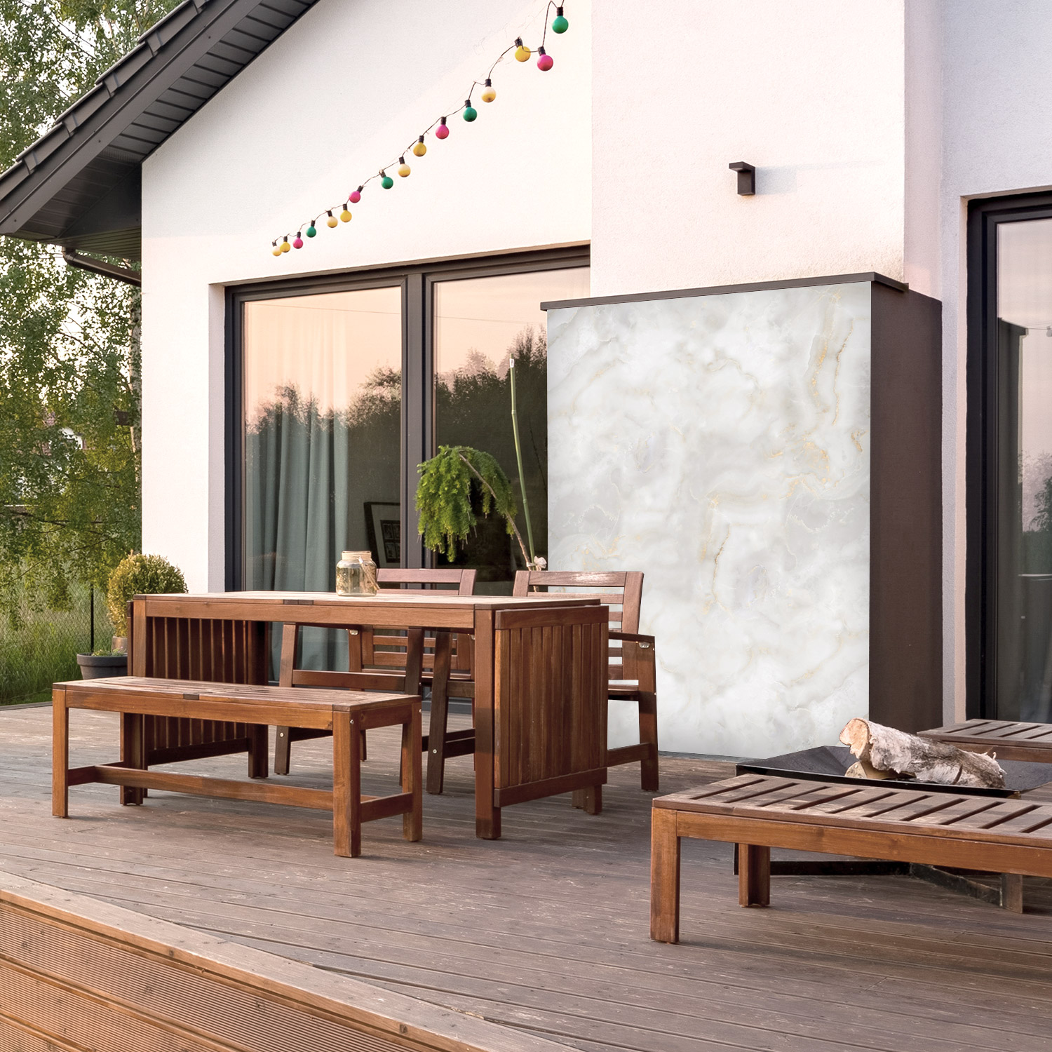 Wandverkleidung für den Outdoorbereich mit Marmor V12 Motiv Wandverkleidung für den Outdoorbereich mit Marmor V12 Motiv