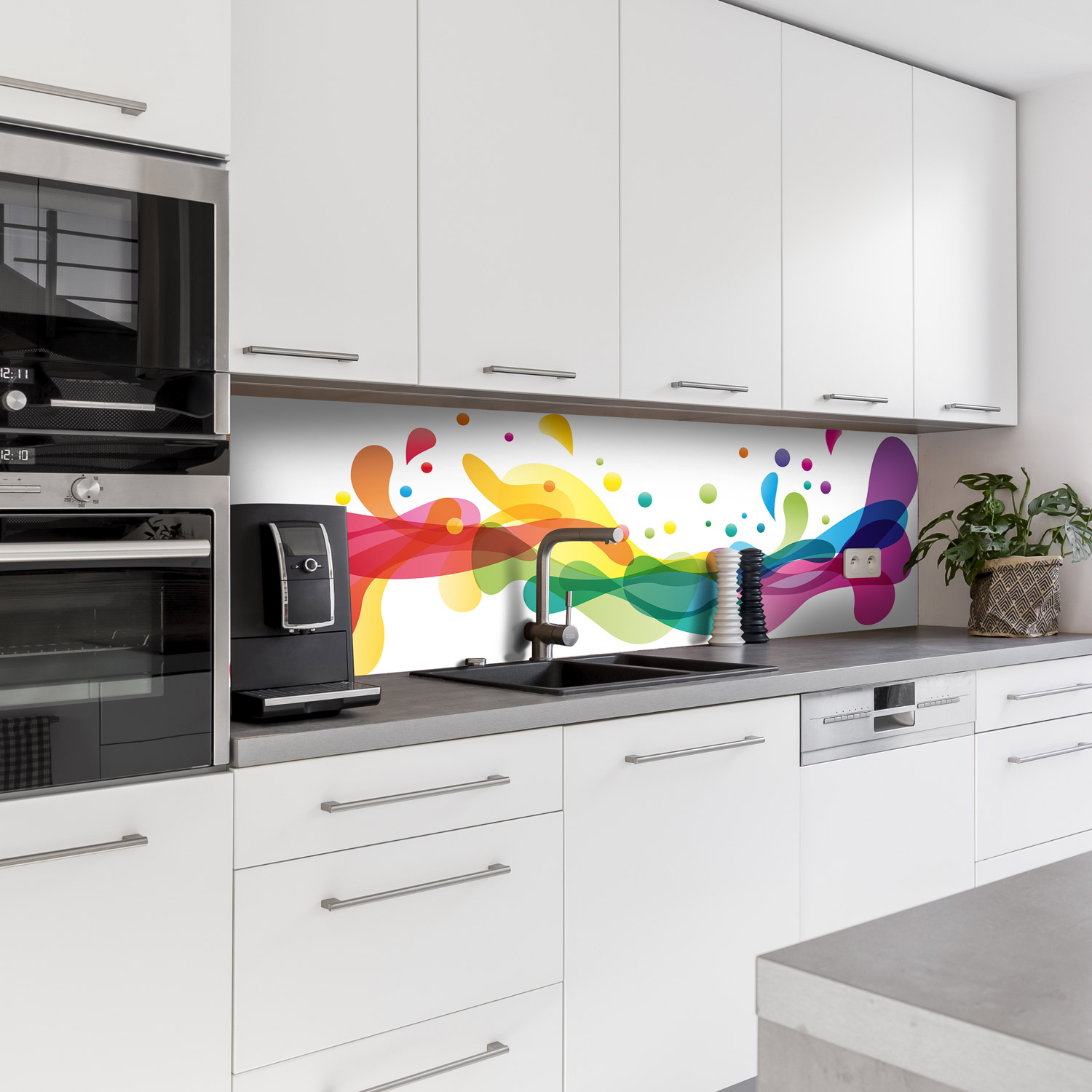 Küchenrückwand mit Abstrakt V1 Motiv als Fliesenersatz und Spritzschutz