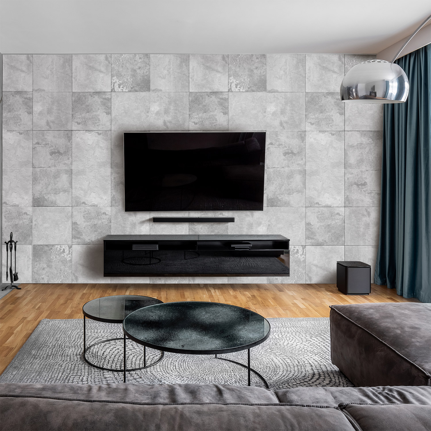 Wandverkleidung für das Wohnzimmer mit Fliesen V2 Motiv