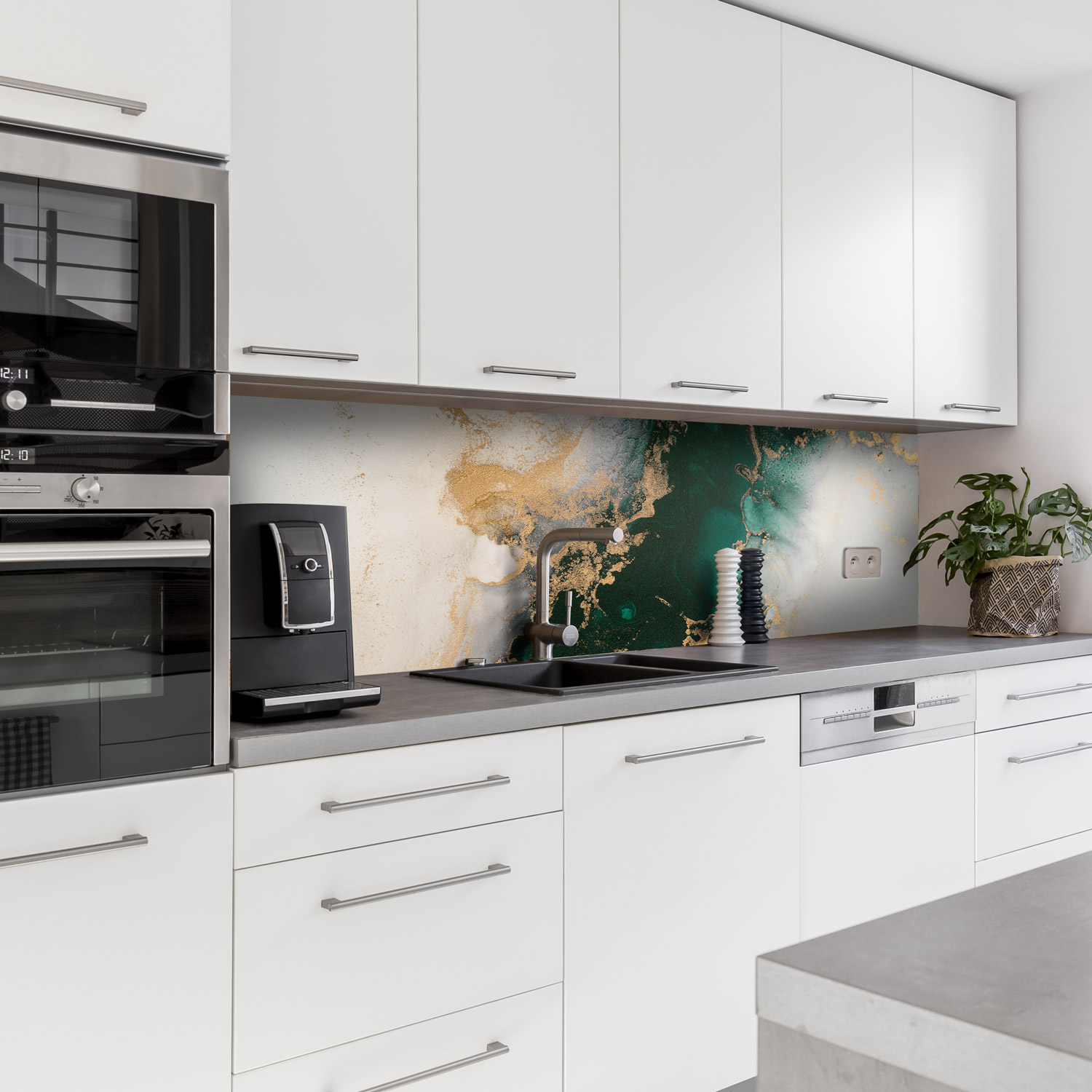 Küchenrückwand mit Marmor V15 Motiv als Fliesenersatz und Spritzschutz