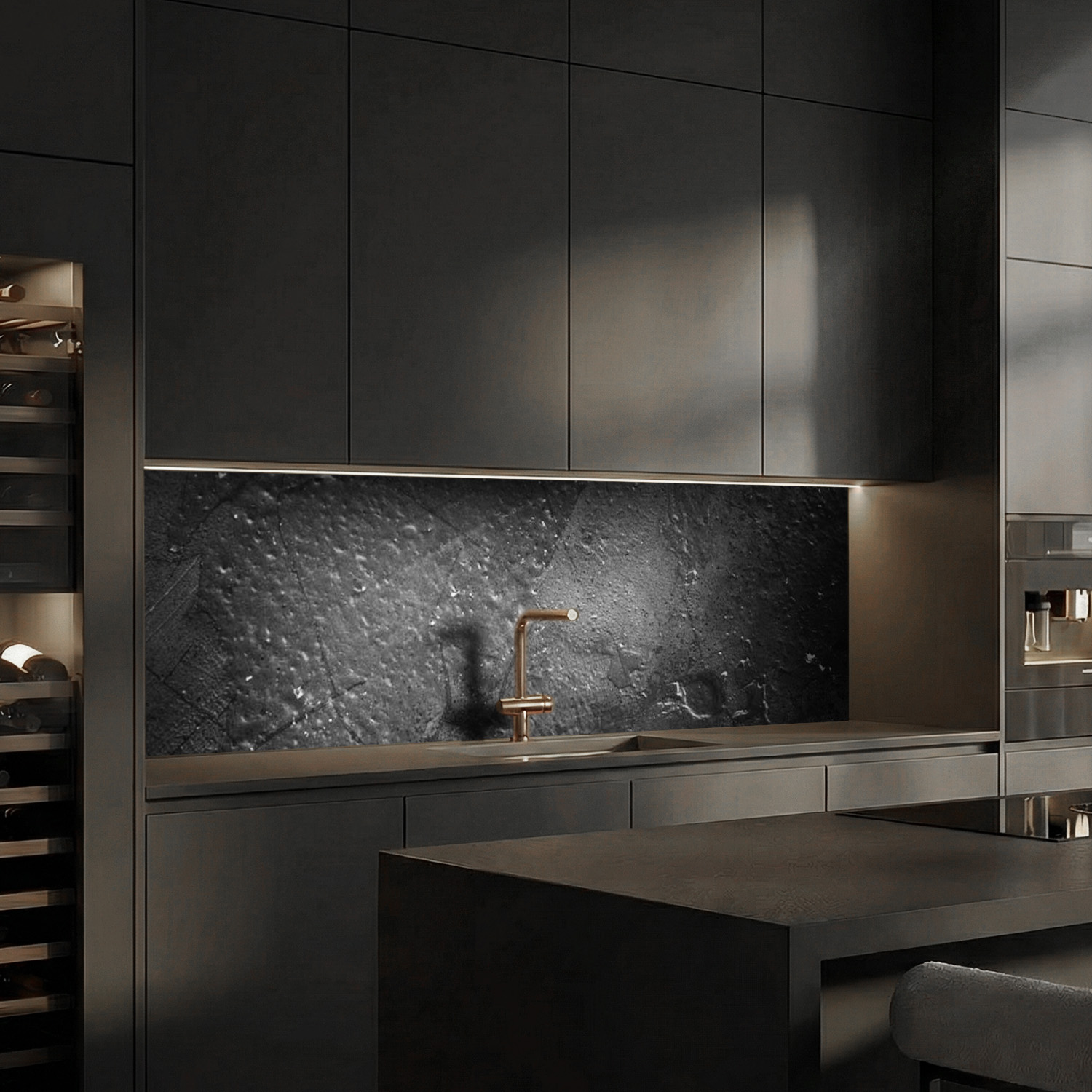 Küchenrückwand mit Beton V4 Motiv als Fliesenersatz und Spritzschutz