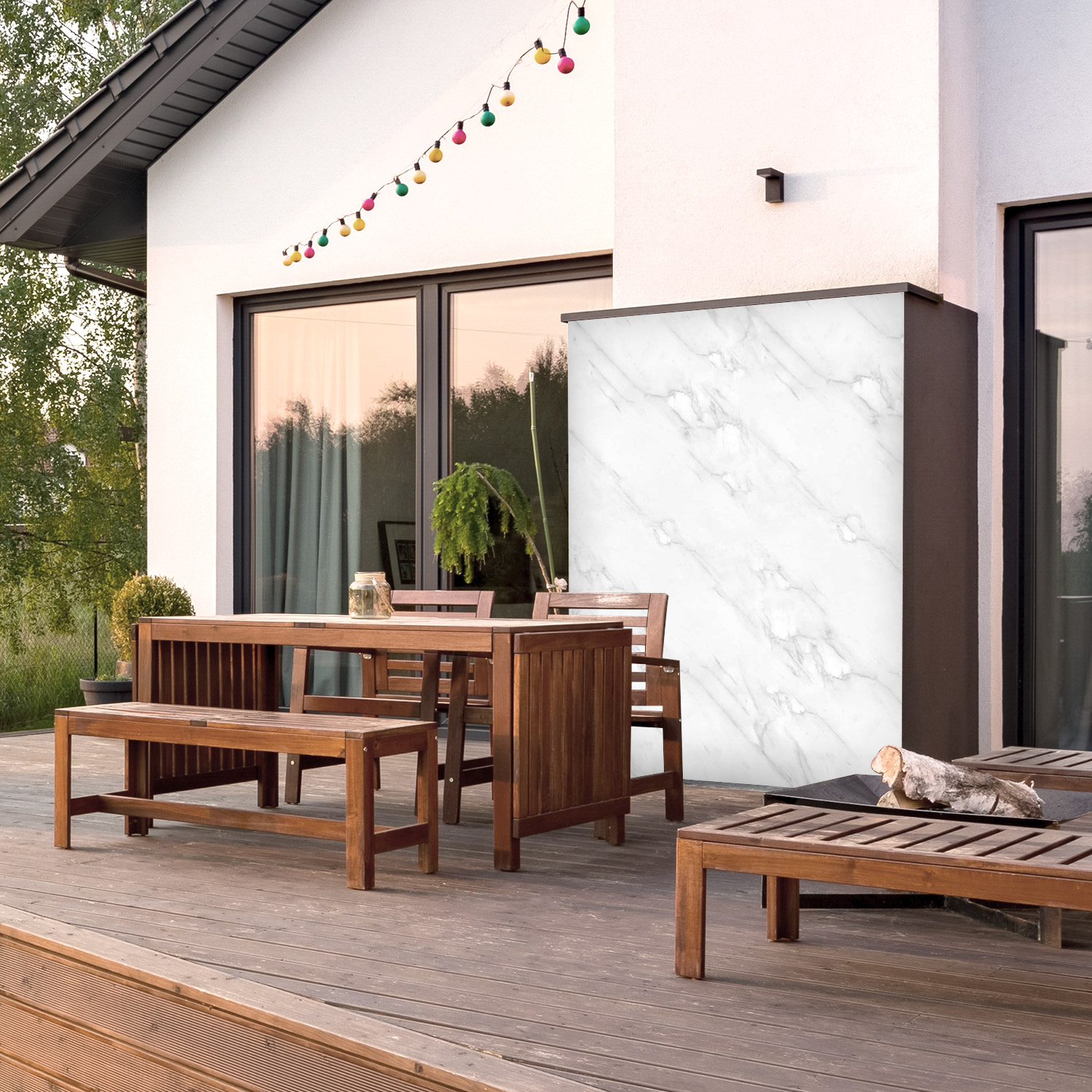 Wandverkleidung für den Outdoorbereich mit Marmor V4 Motiv Wandverkleidung für den Outdoorbereich mit Marmor V4 Motiv