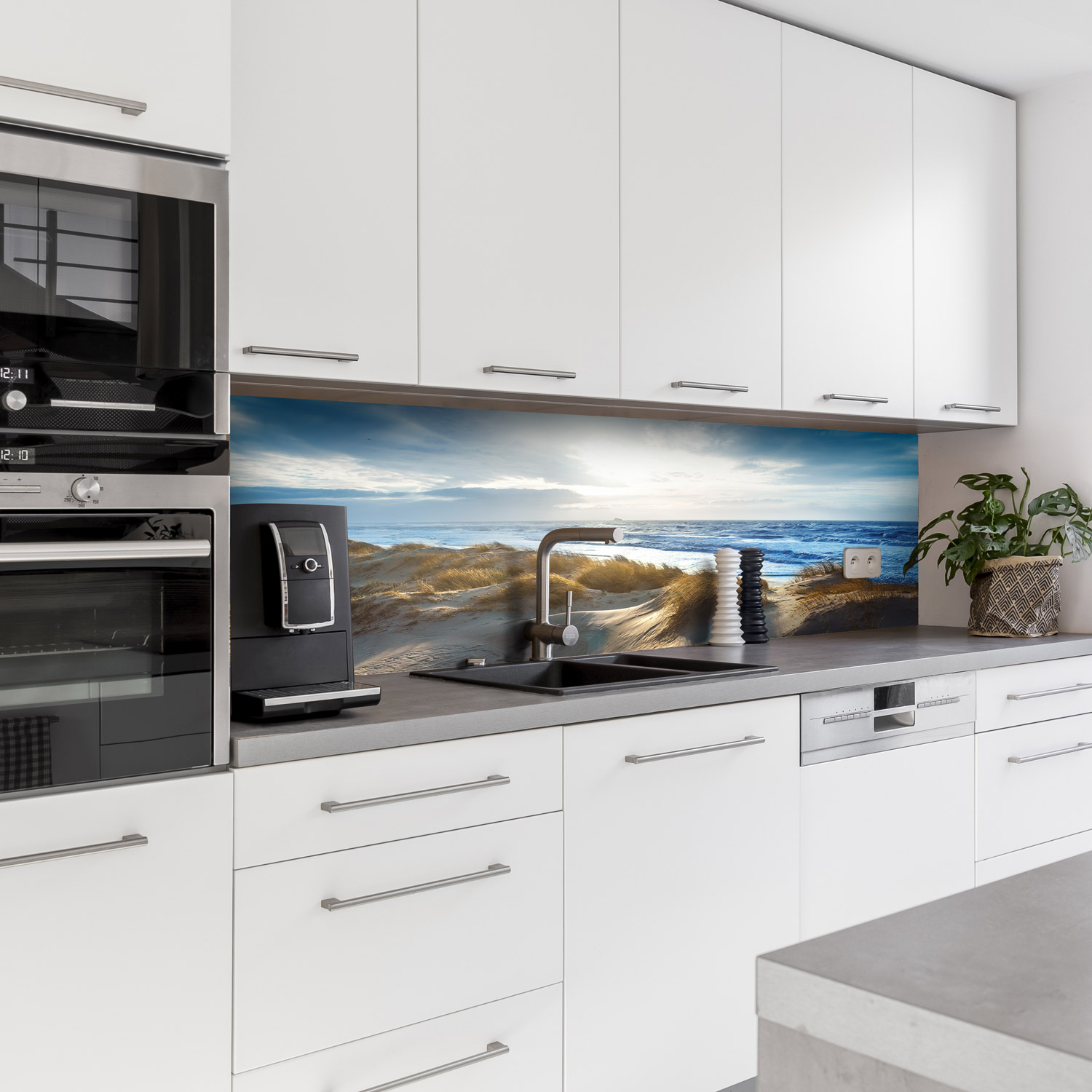 Küchenrückwand mit Dünengras V3 Motiv als Fliesenersatz und Spritzschutz
