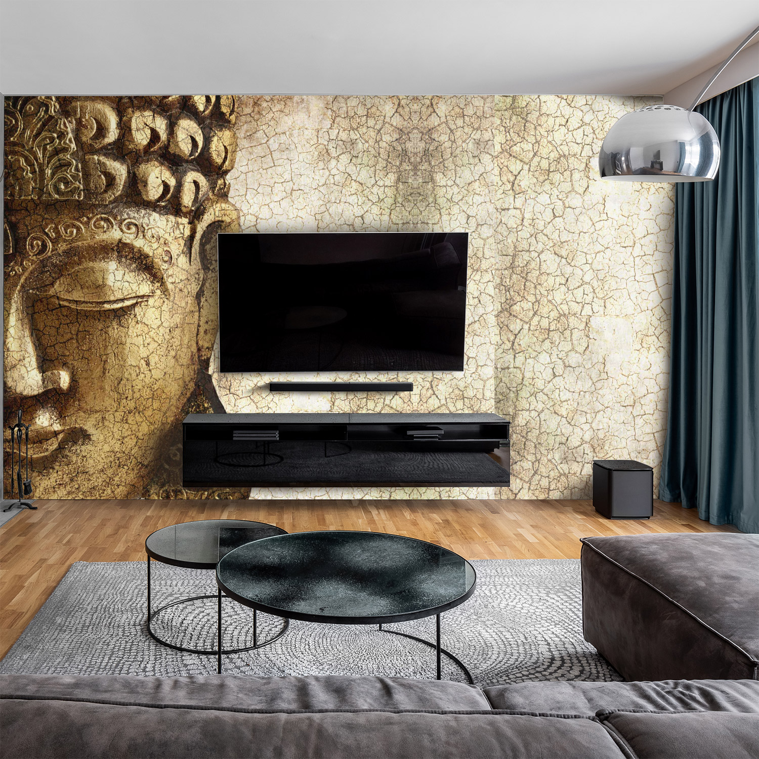 Wandverkleidung für das Wohnzimmer mit Buddha V1 Motiv