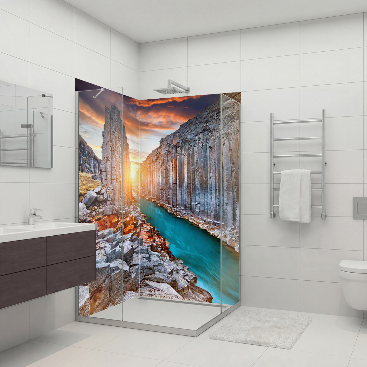 Duschrückwand mit Grand Canyon V2 Motiv, als Badrückwand zum Fliesenersatz