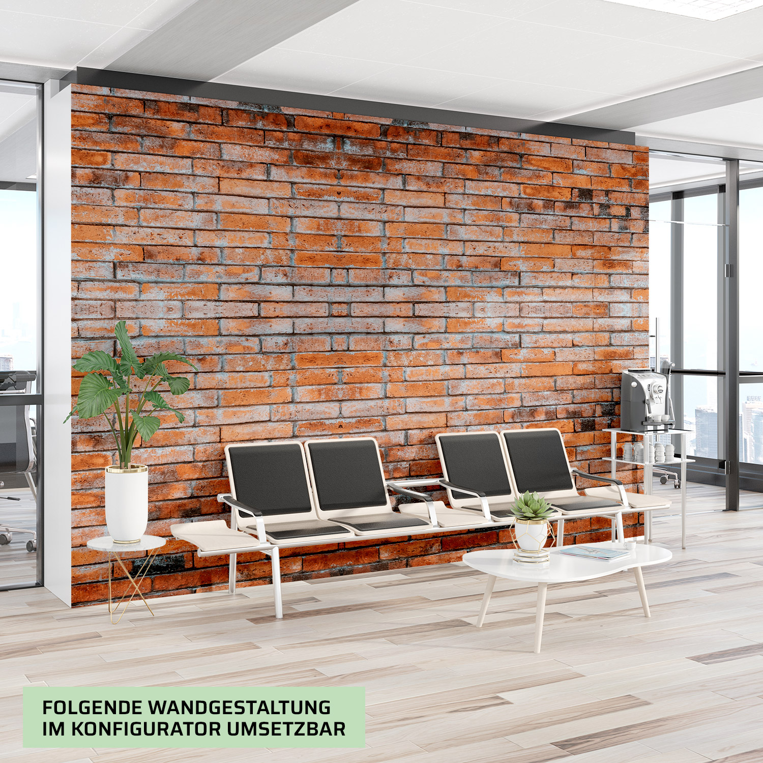 Wandverkleidung für das Büro mit Ziegelsteine V1 Motiv