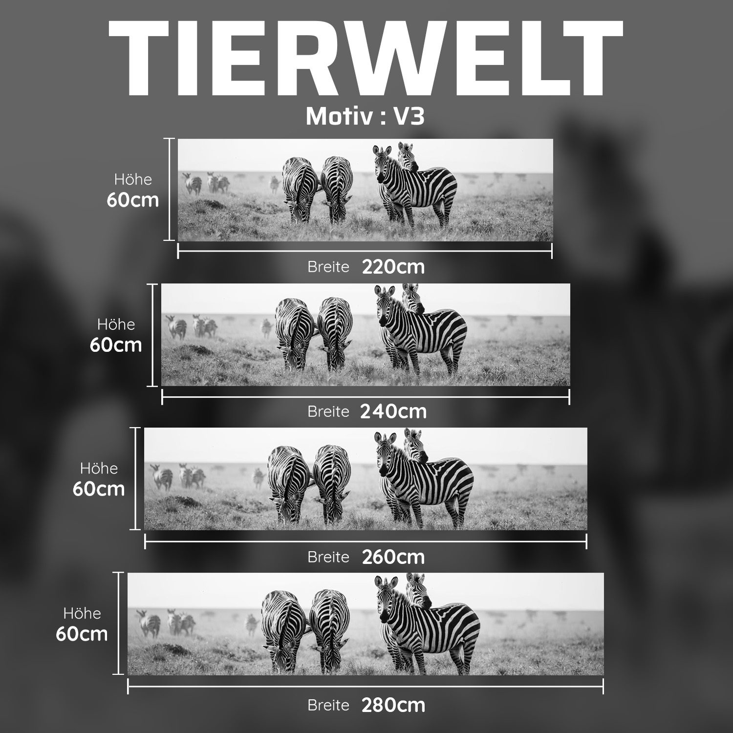 Küchenrückwand mit Tierwelt V3 Motiv als Fliesenersatz und Spritzschutz