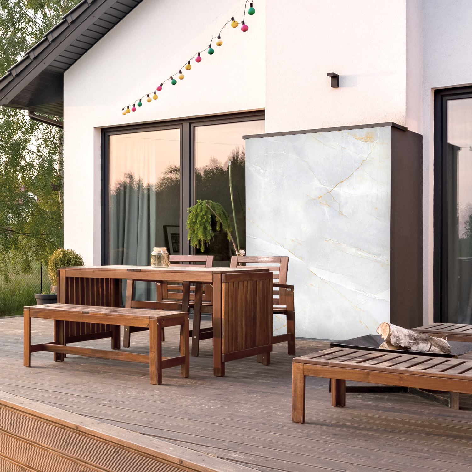 Wandverkleidung für den Outdoorbereich mit Marmor V1 Motiv Wandverkleidung für den Outdoorbereich mit Marmor V1 Motiv