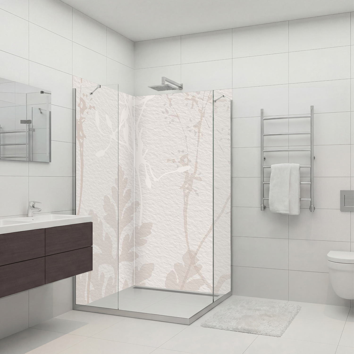 Duschrückwand mit Kunst V7 Motiv, als Badrückwand zum Fliesenersatz