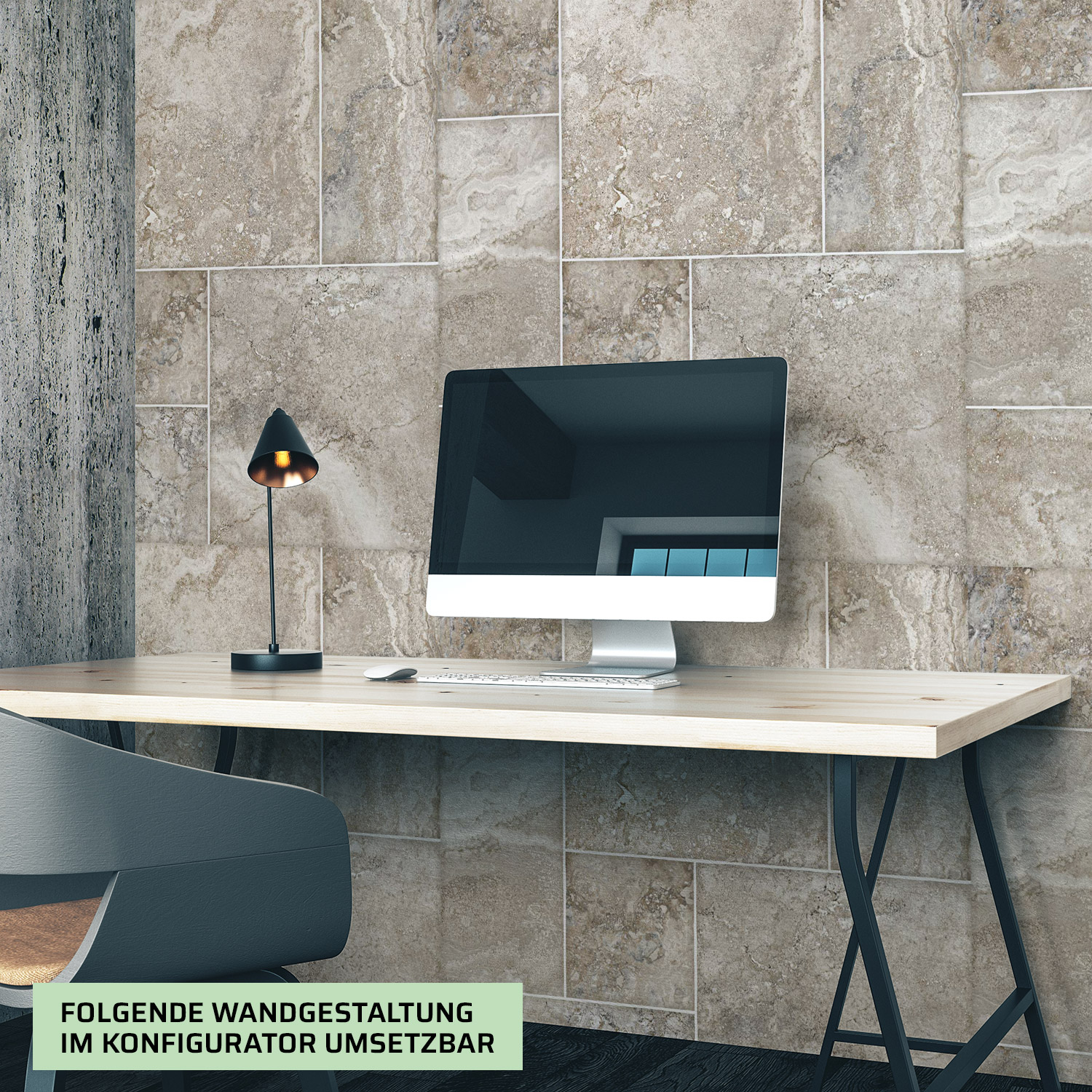 Wandverkleidung für das Büro mit Stein V5 Motiv