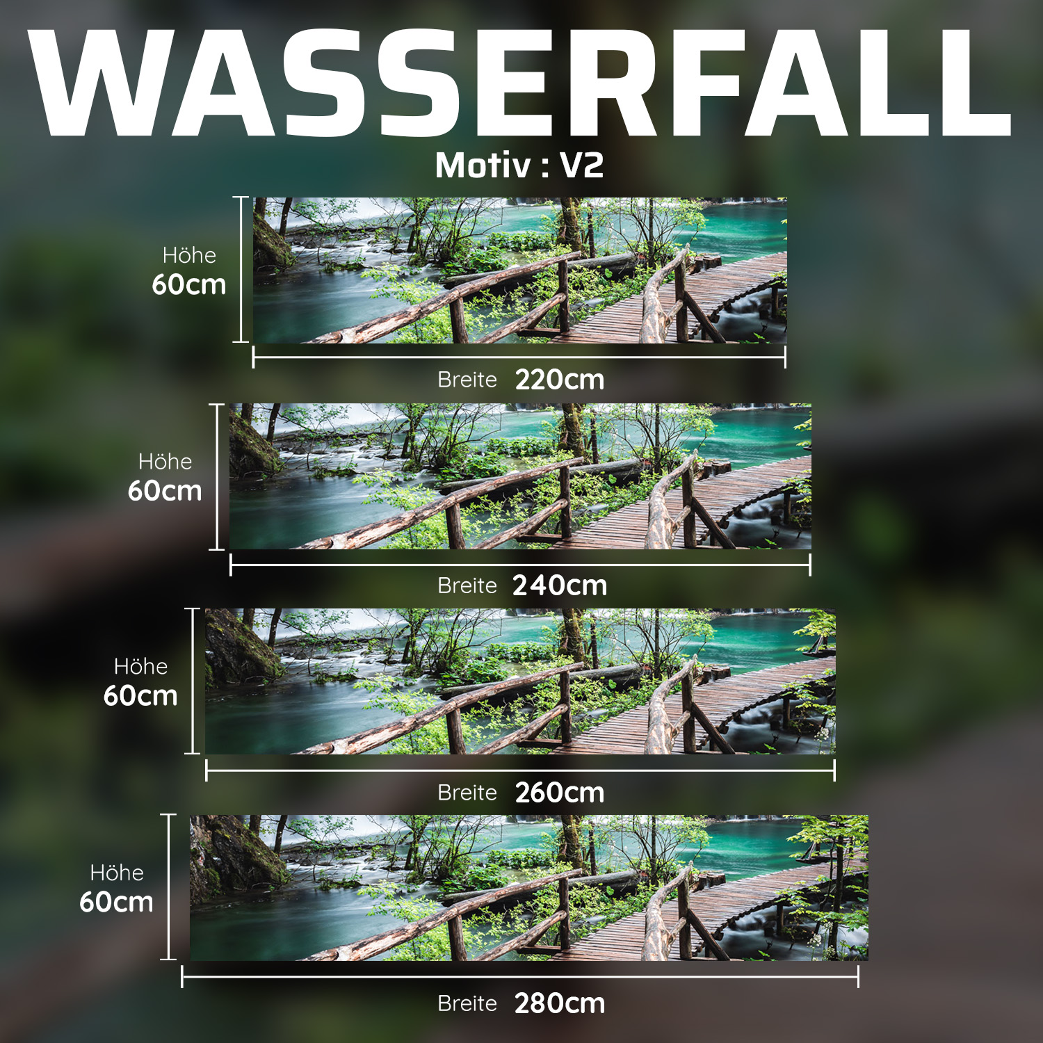 Küchenrückwand mit Wasserfall V2 Motiv als Fliesenersatz und Spritzschutz