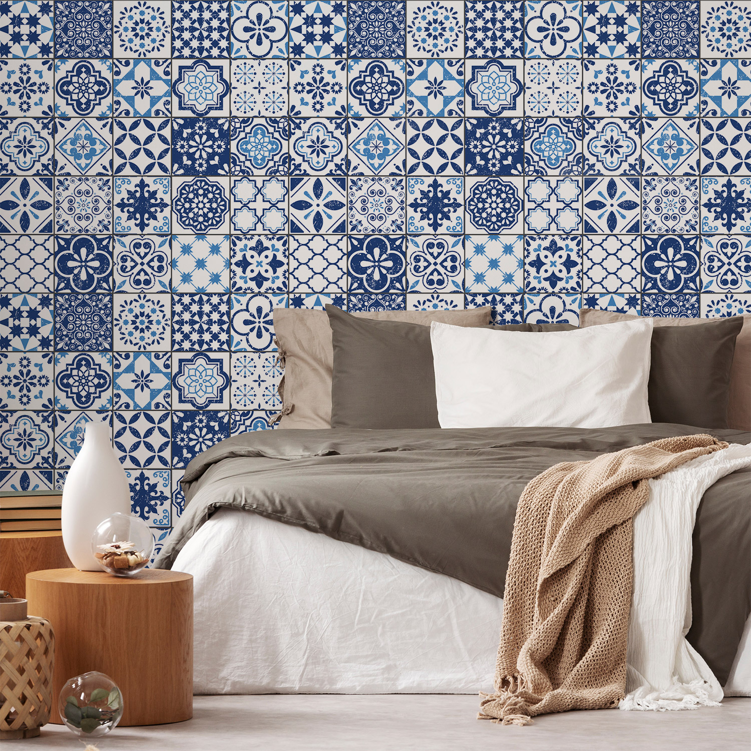 Wandverkleidung für das Schlafzimmer mit Fliesen V1 Motiv