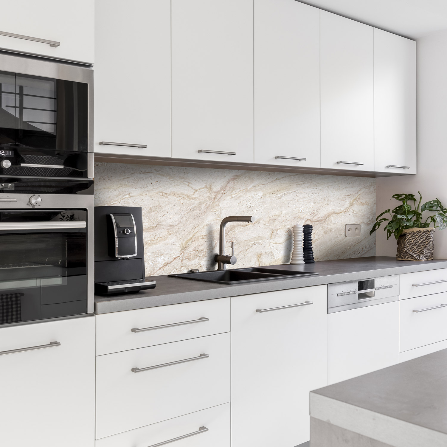 Küchenrückwand mit Marmor V9 Motiv als Fliesenersatz und Spritzschutz
