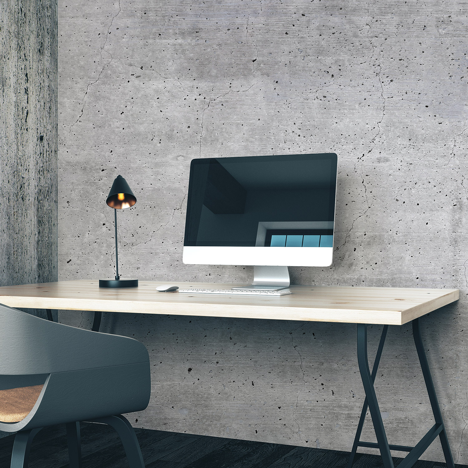 Wandverkleidung für das Büro mit Beton V1 Motiv