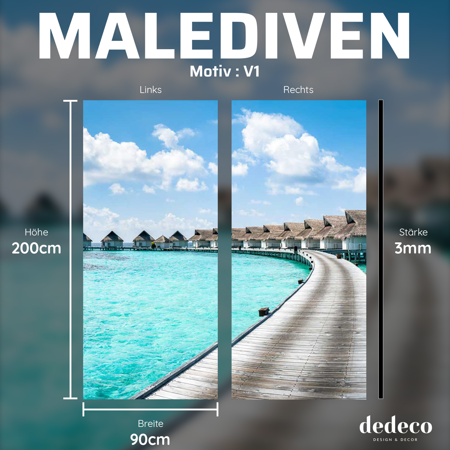 Duschrückwand mit Malediven V1 Motiv, als Badrückwand zum Fliesenersatz