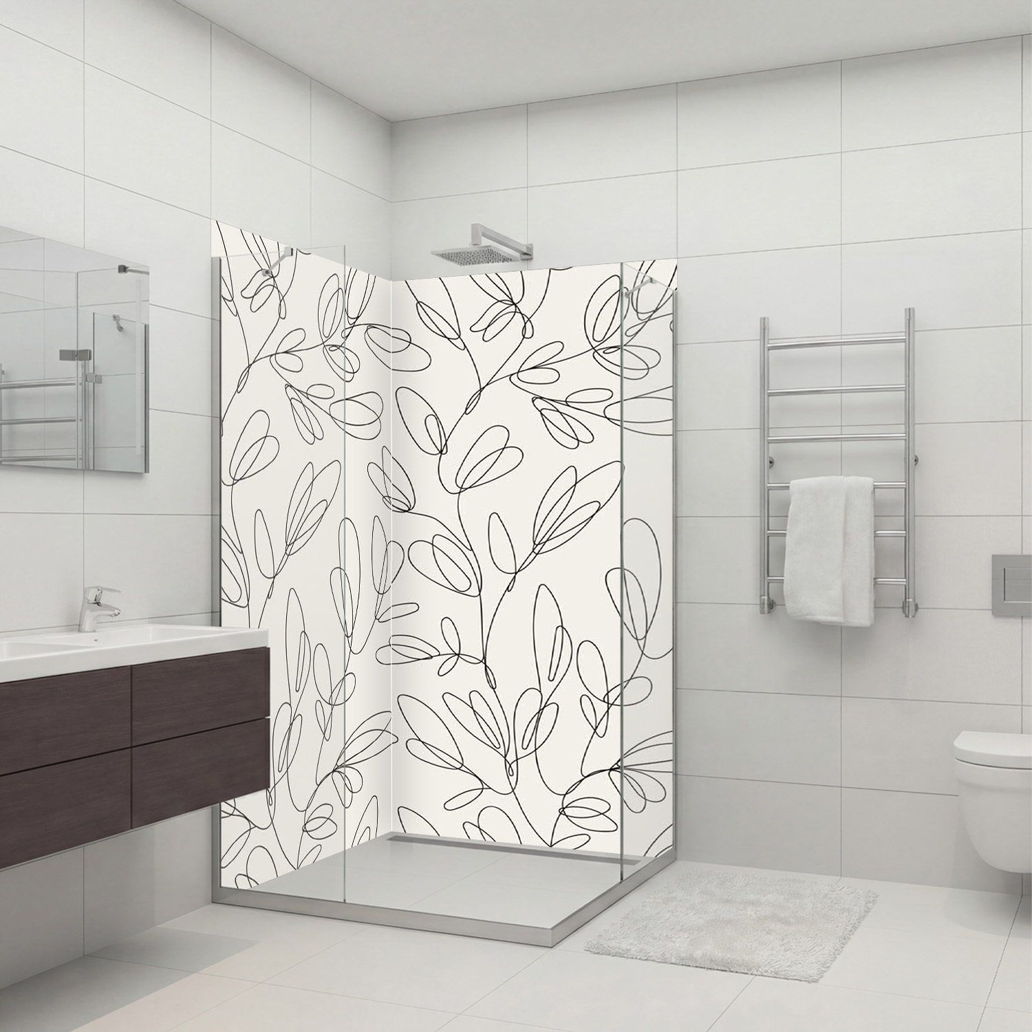 Duschrückwand mit Kunst V4 Motiv, als Badrückwand zum Fliesenersatz