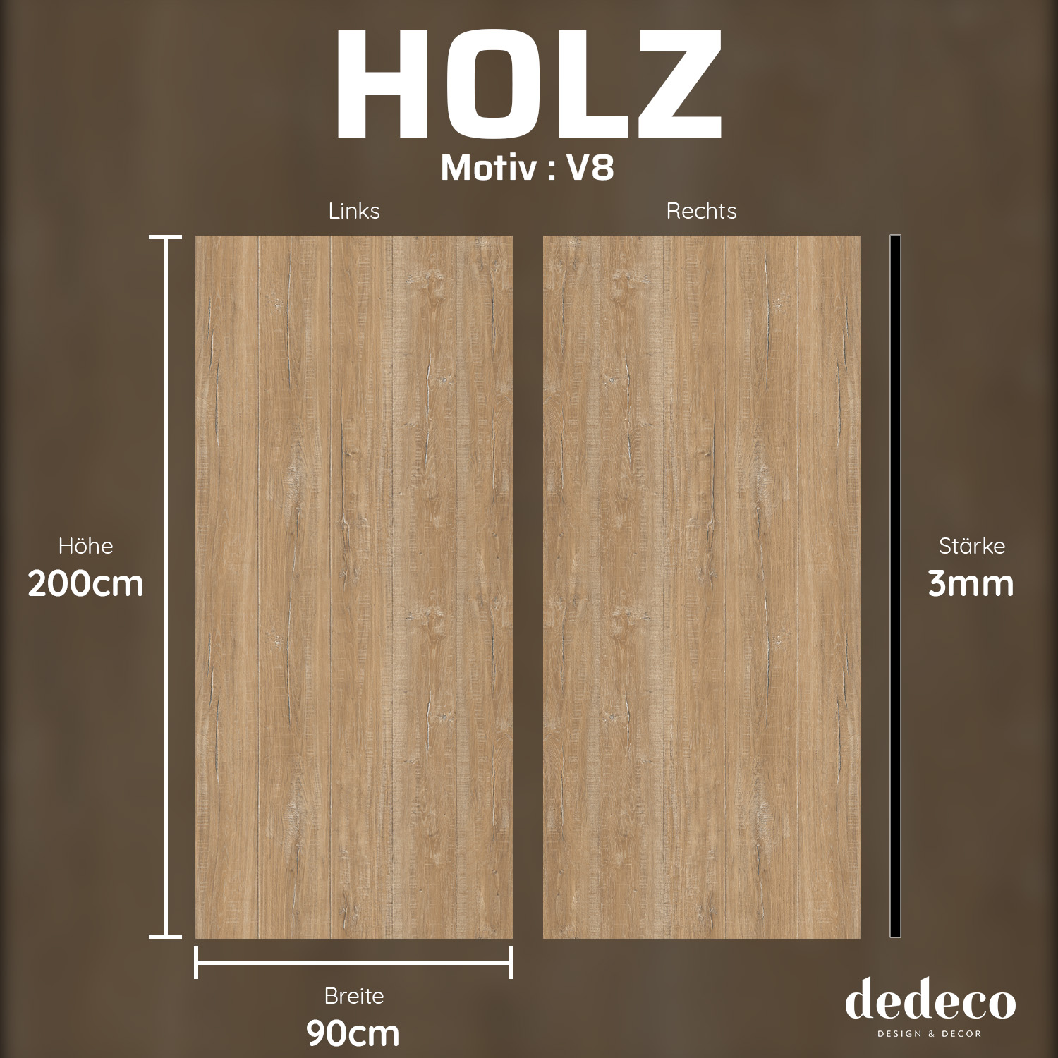 Duschrückwand mit Holz V8 Motiv, als Badrückwand zum Fliesenersatz