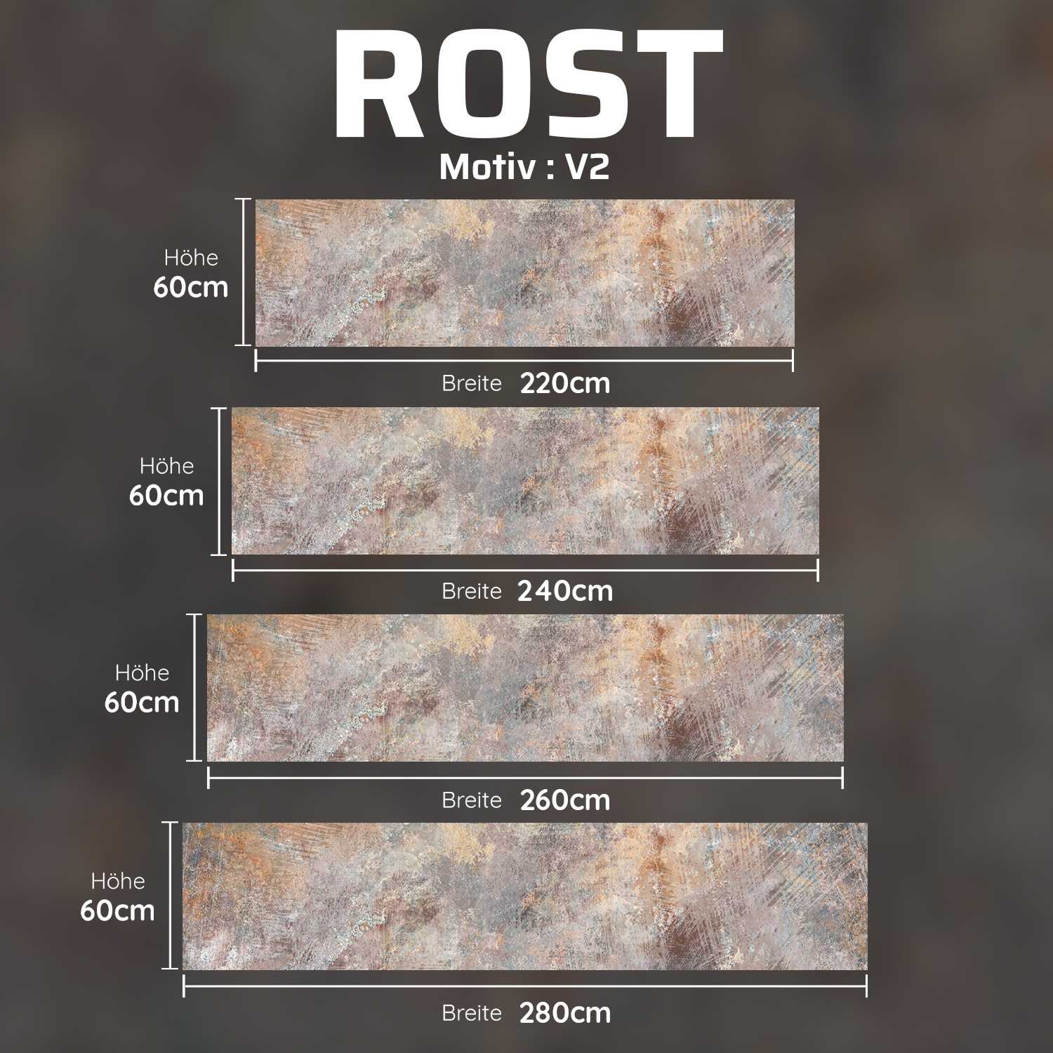 Küchenrückwand mit Rost V2 Motiv als Fliesenersatz und Spritzschutz