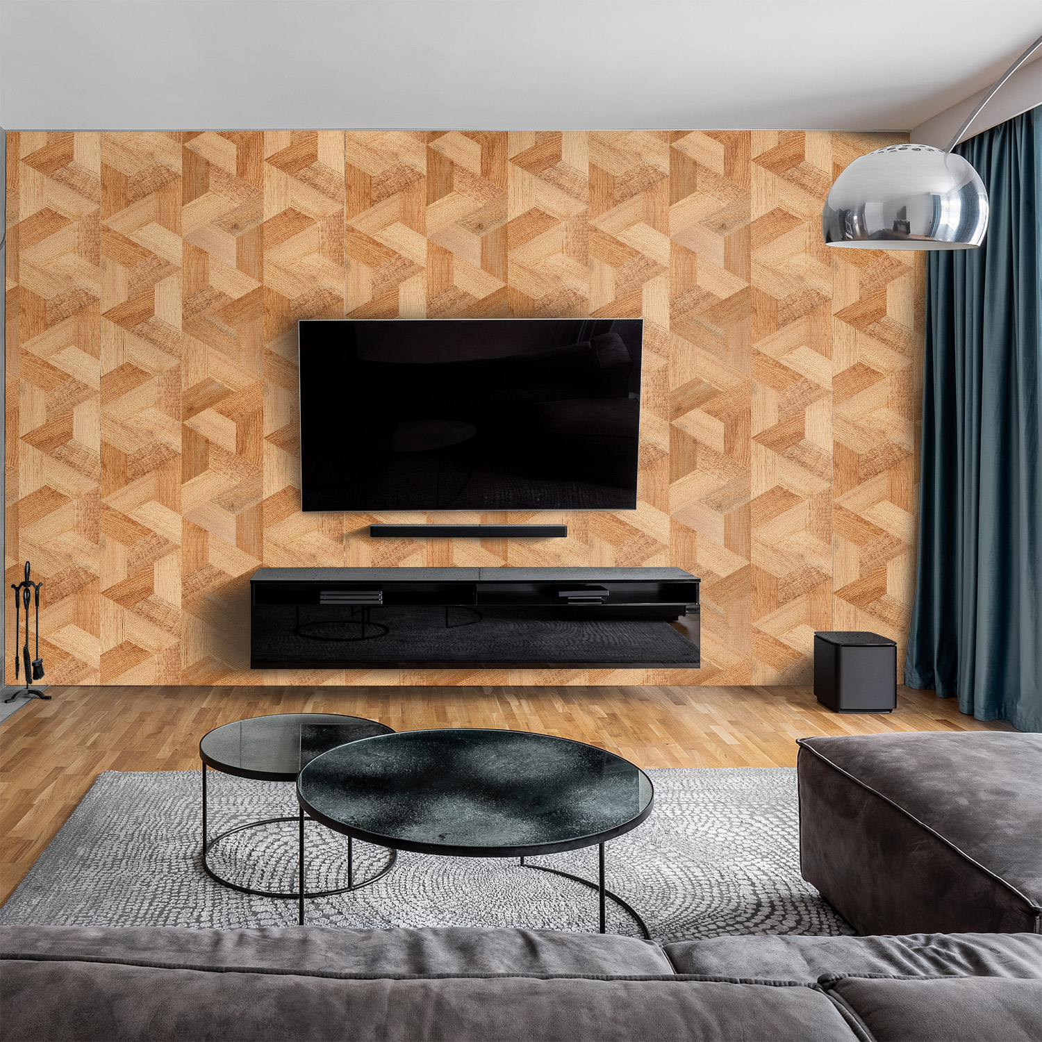 Wandverkleidung für das Wohnzimmer mit Holz V4 Motiv