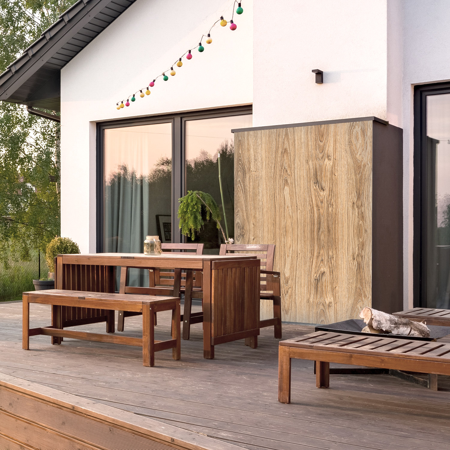 Wandverkleidung für den Outdoorbereich mit Holz V1 Motiv Wandverkleidung für den Outdoorbereich mit Holz V1 Motiv