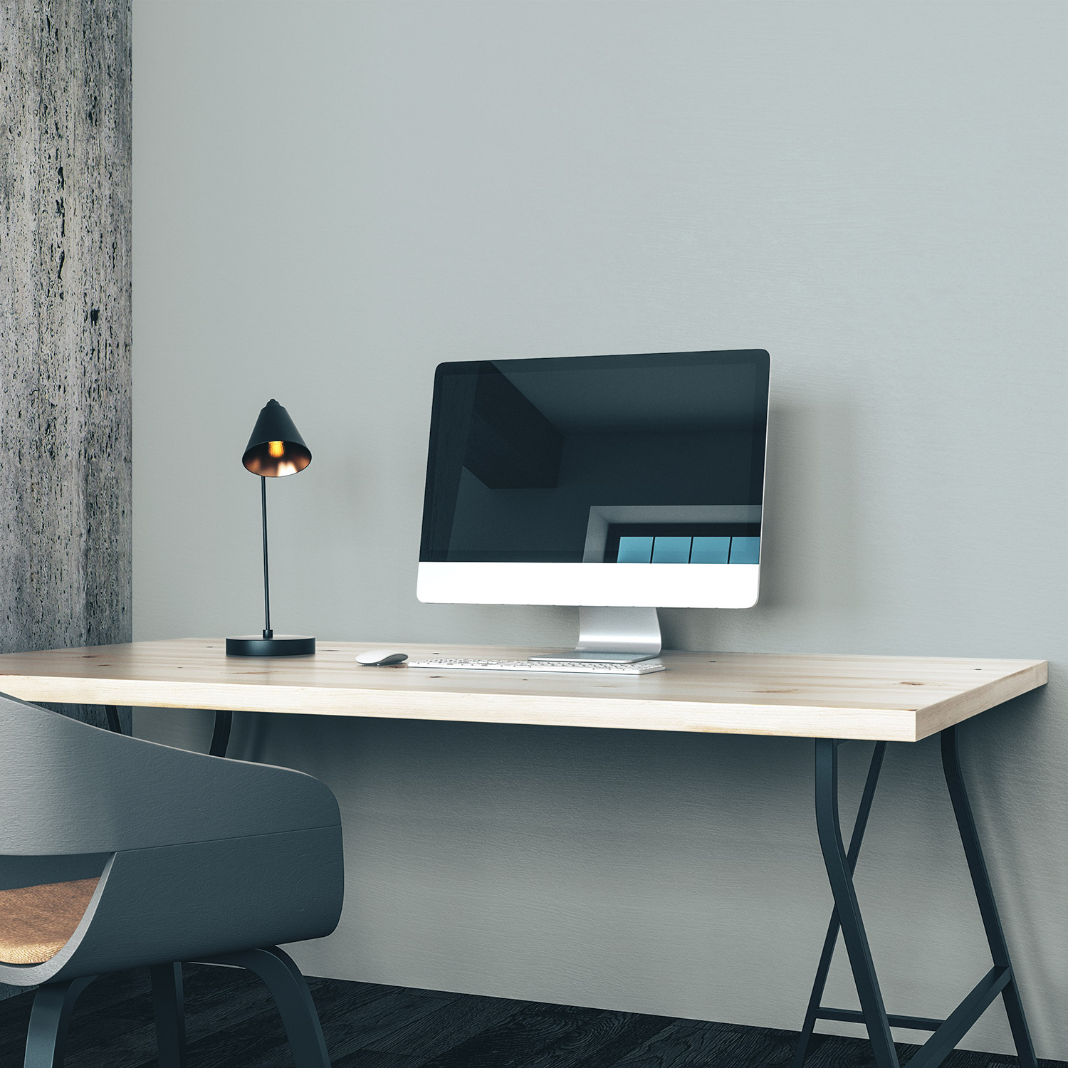 Wandverkleidung für das Büro in Grau Unifarbe