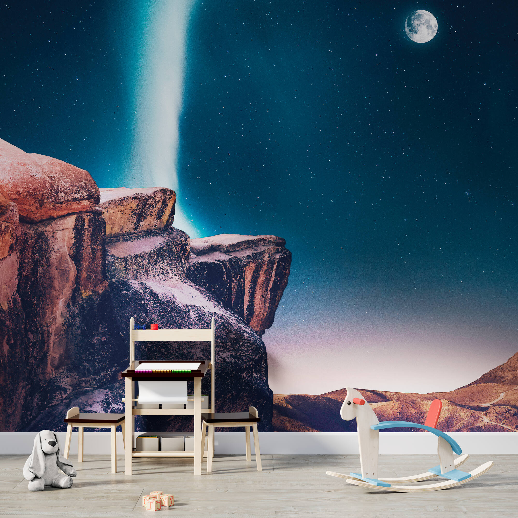 Wandverkleidung für das Kinderzimmer mit Polarlicht V1 Motiv Wandverkleidung für das Kinderzimmer mit Polarlicht V1 Motiv