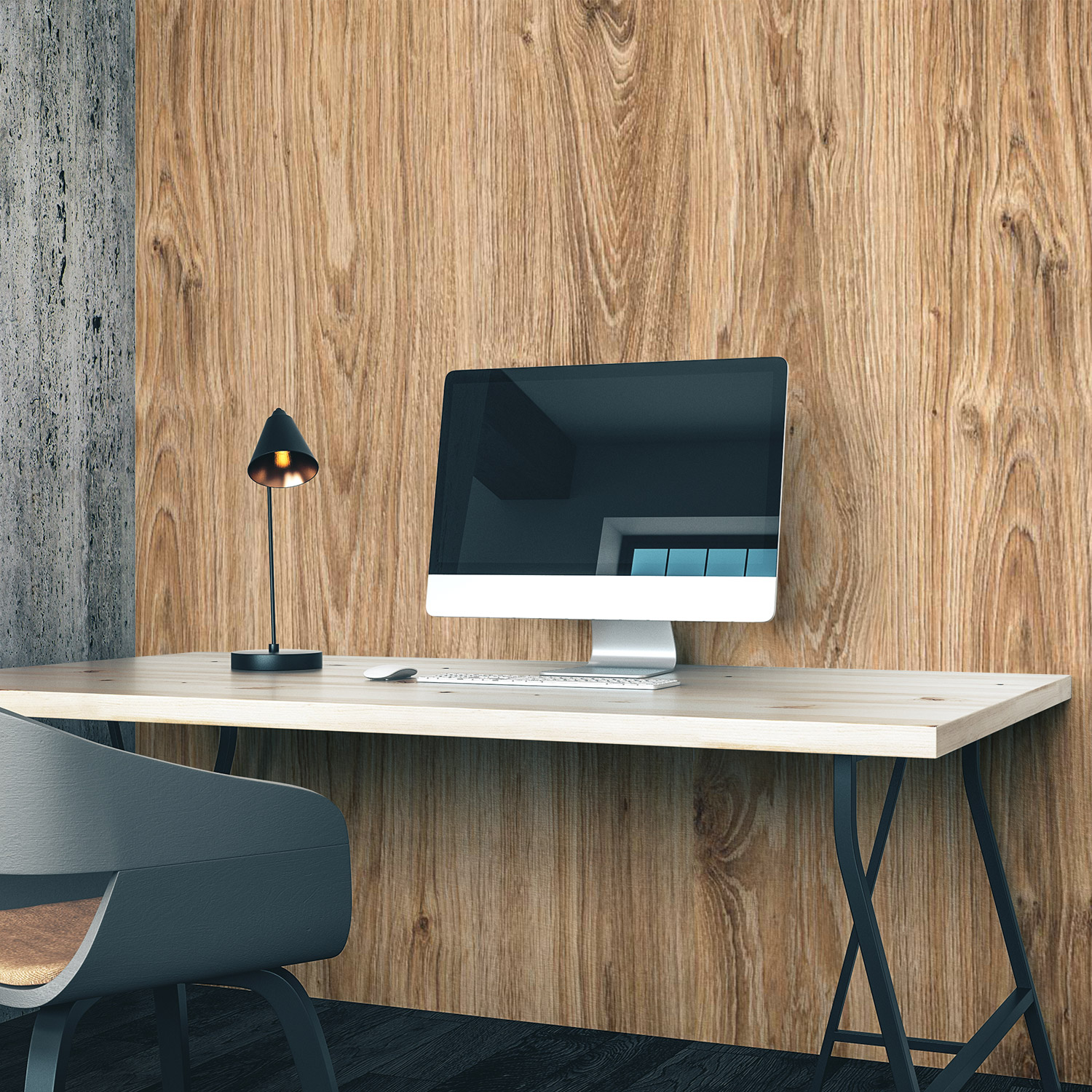 Wandverkleidung für das Büro mit Holz V1 Motiv