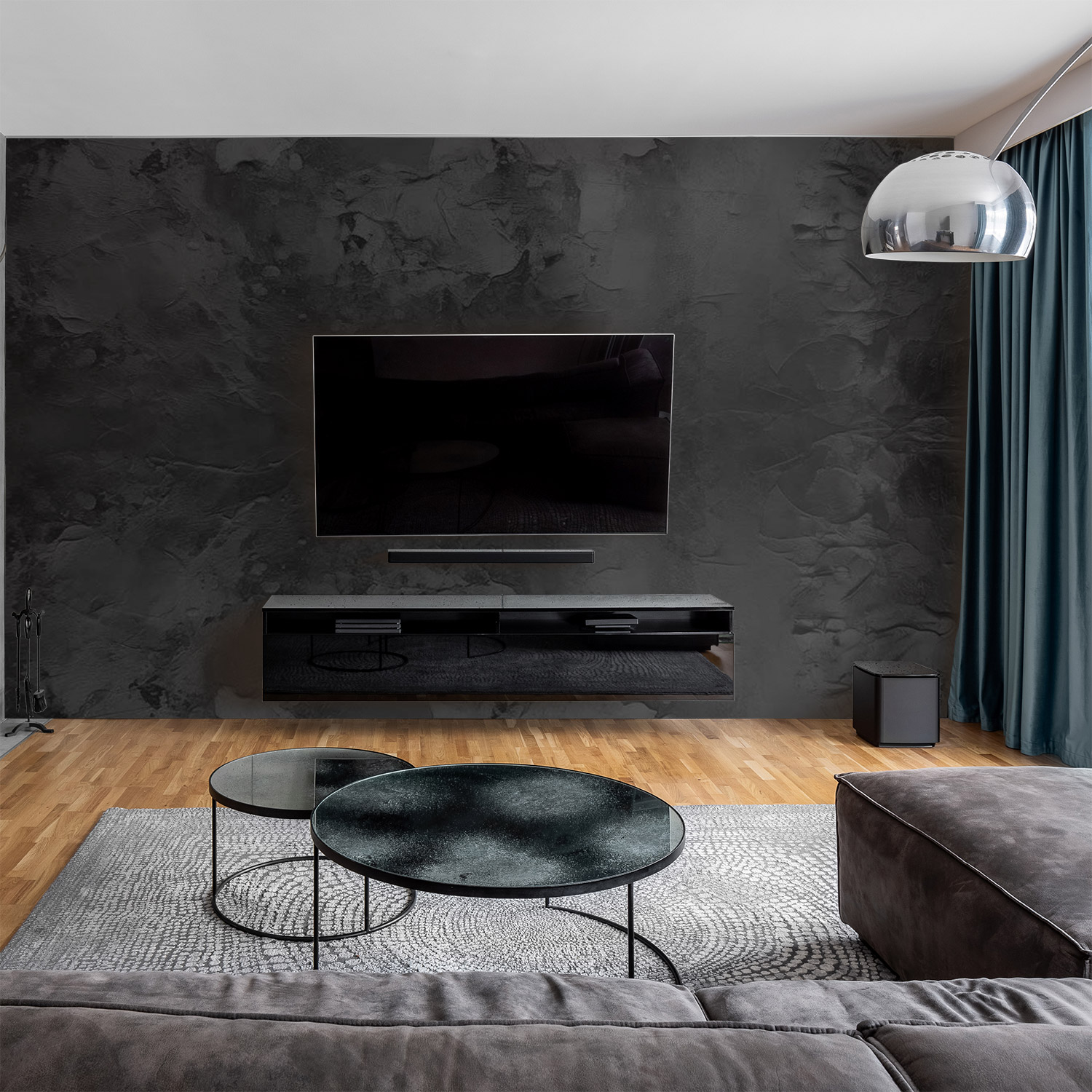 Wandverkleidung für das Wohnzimmer mit Beton V8 Motiv