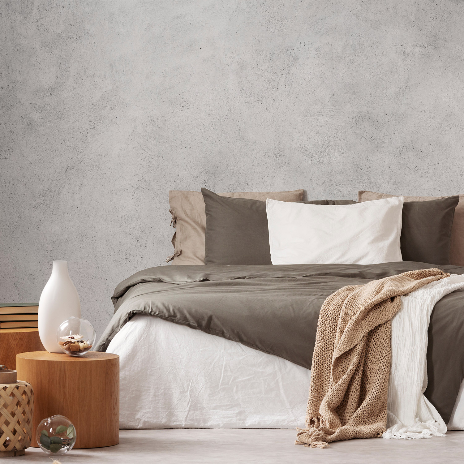 Wandverkleidung für das Schlafzimmer mit Beton V6 Motiv 