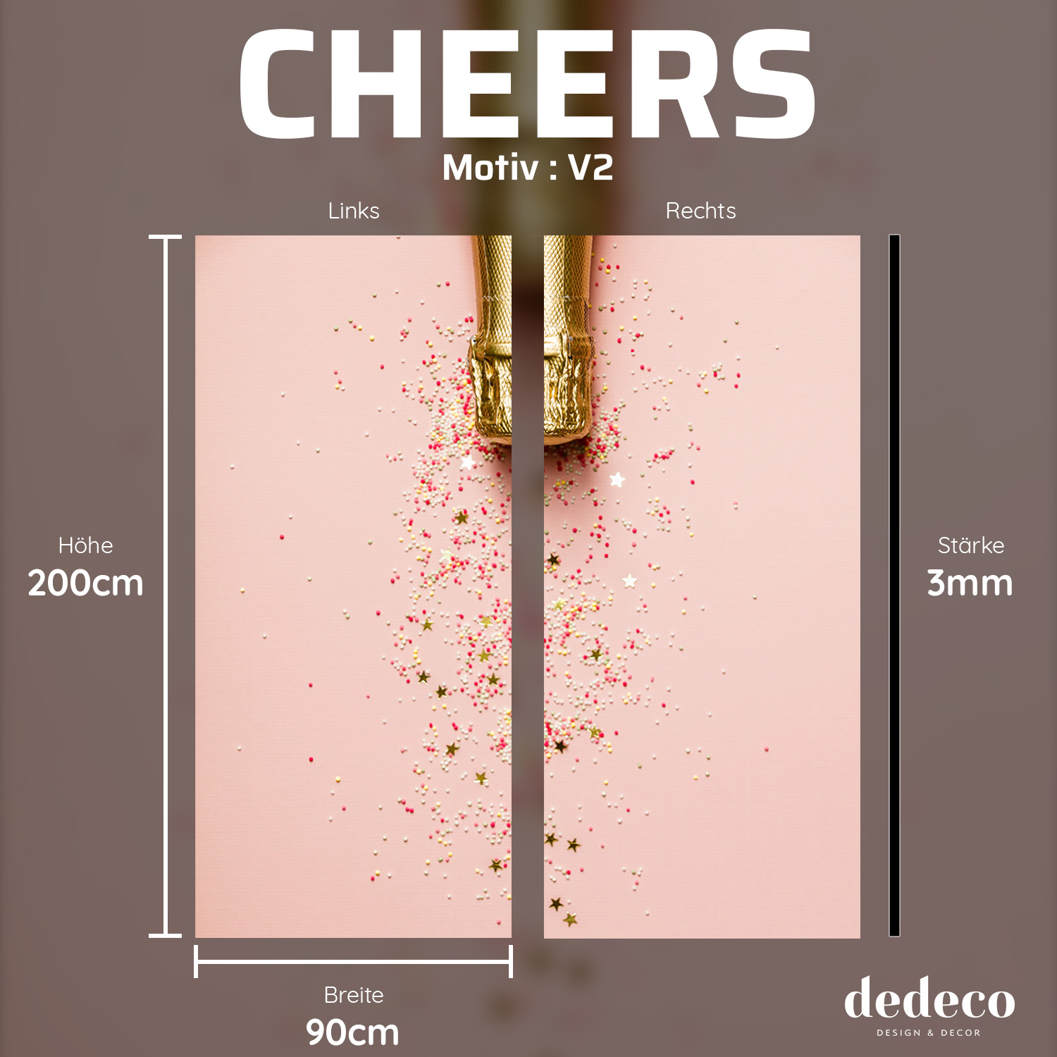 Duschrückwand mit Cheers V2 Motiv, als Badrückwand zum Fliesenersatz