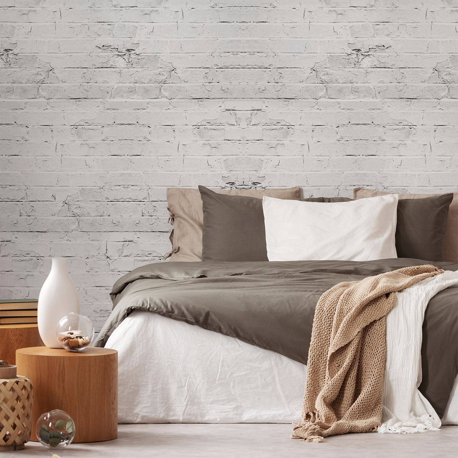 Wandverkleidung für das Schlafzimmer mit Ziegelsteine V4 Motiv