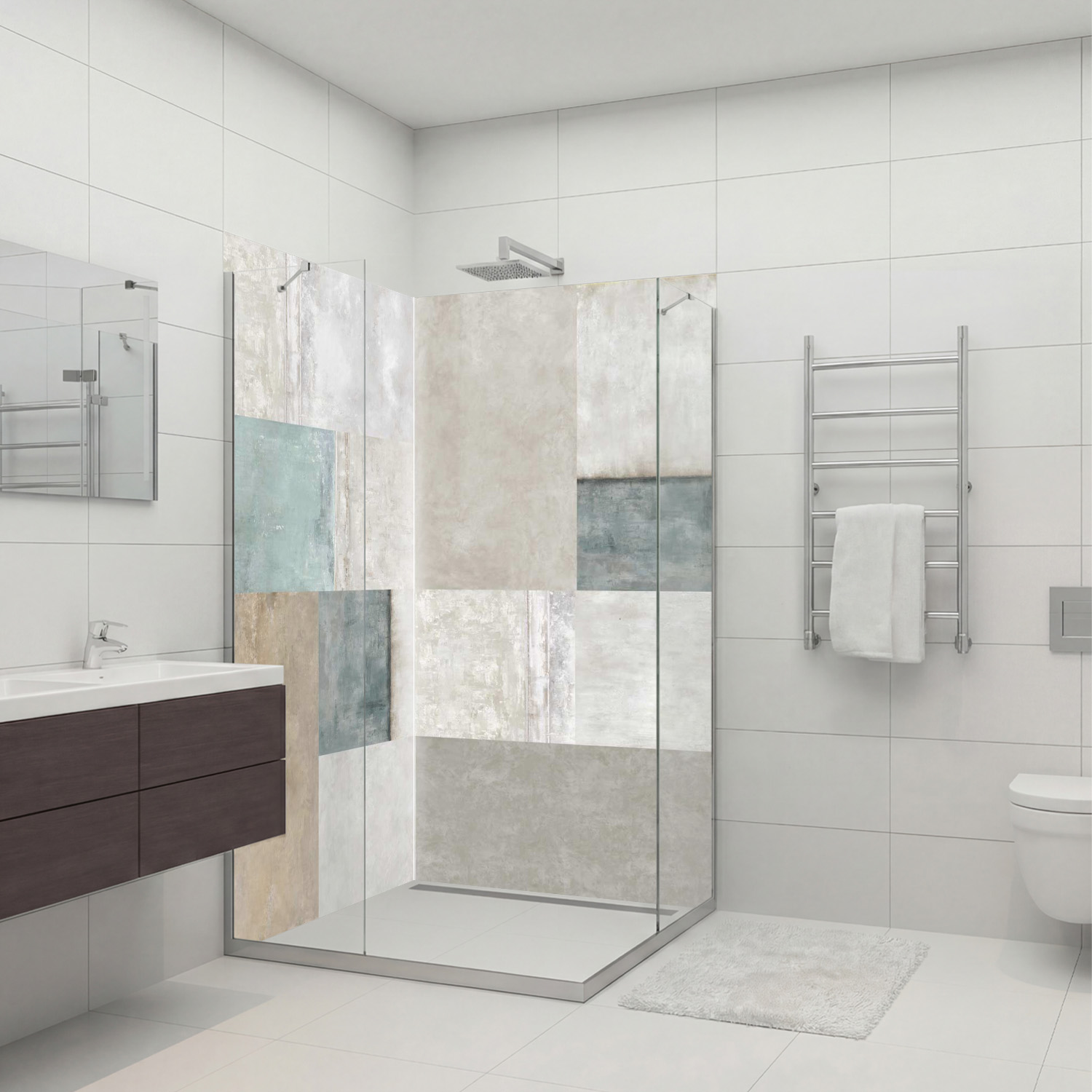 Duschrückwand mit Stein V1 Motiv, als Badrückwand zum Fliesenersatz