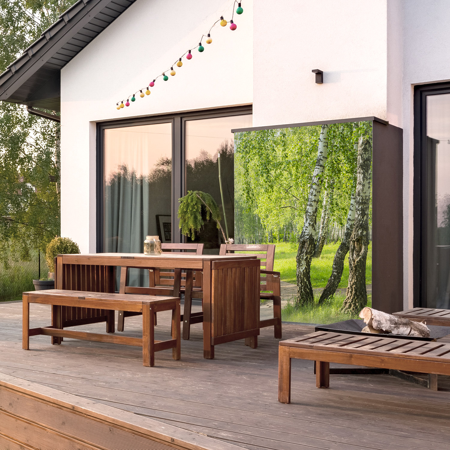 Wandverkleidung für den Outdoorbereich mit Wald V2 Motiv Wandverkleidung für den Outdoorbereich mit Wald V2 Motiv