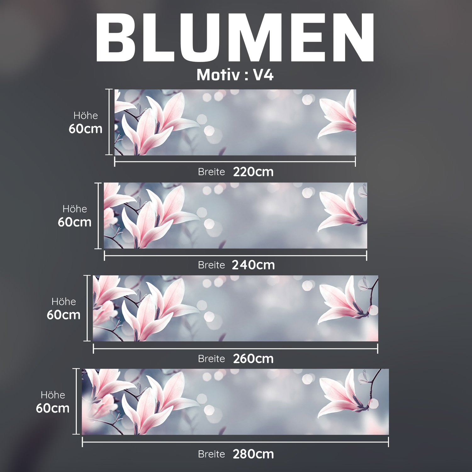 Küchenrückwand mit Blumen V4 Motiv als Fliesenersatz und Spritzschutz