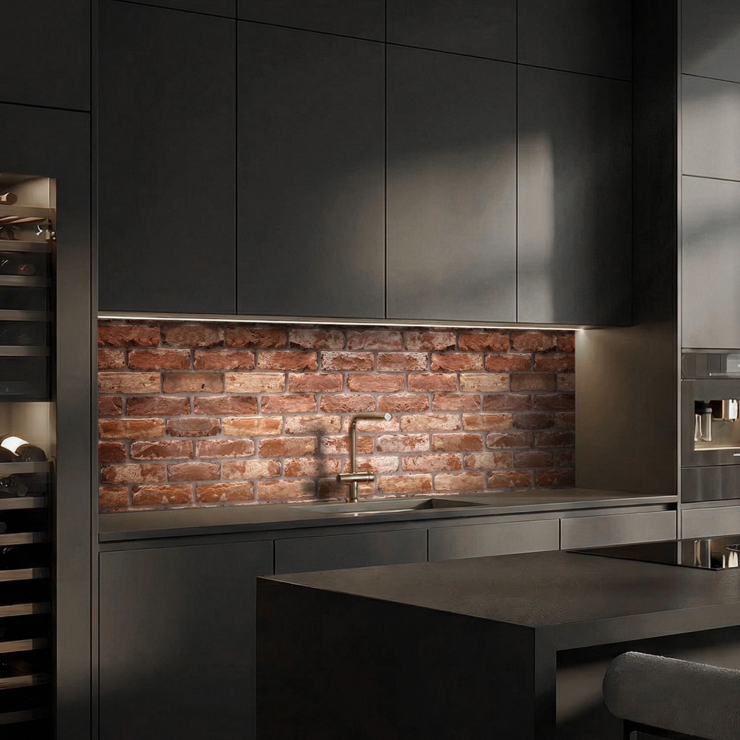 Küchenrückwand mit Stein V4 Motiv als Fliesenersatz und Spritzschutz