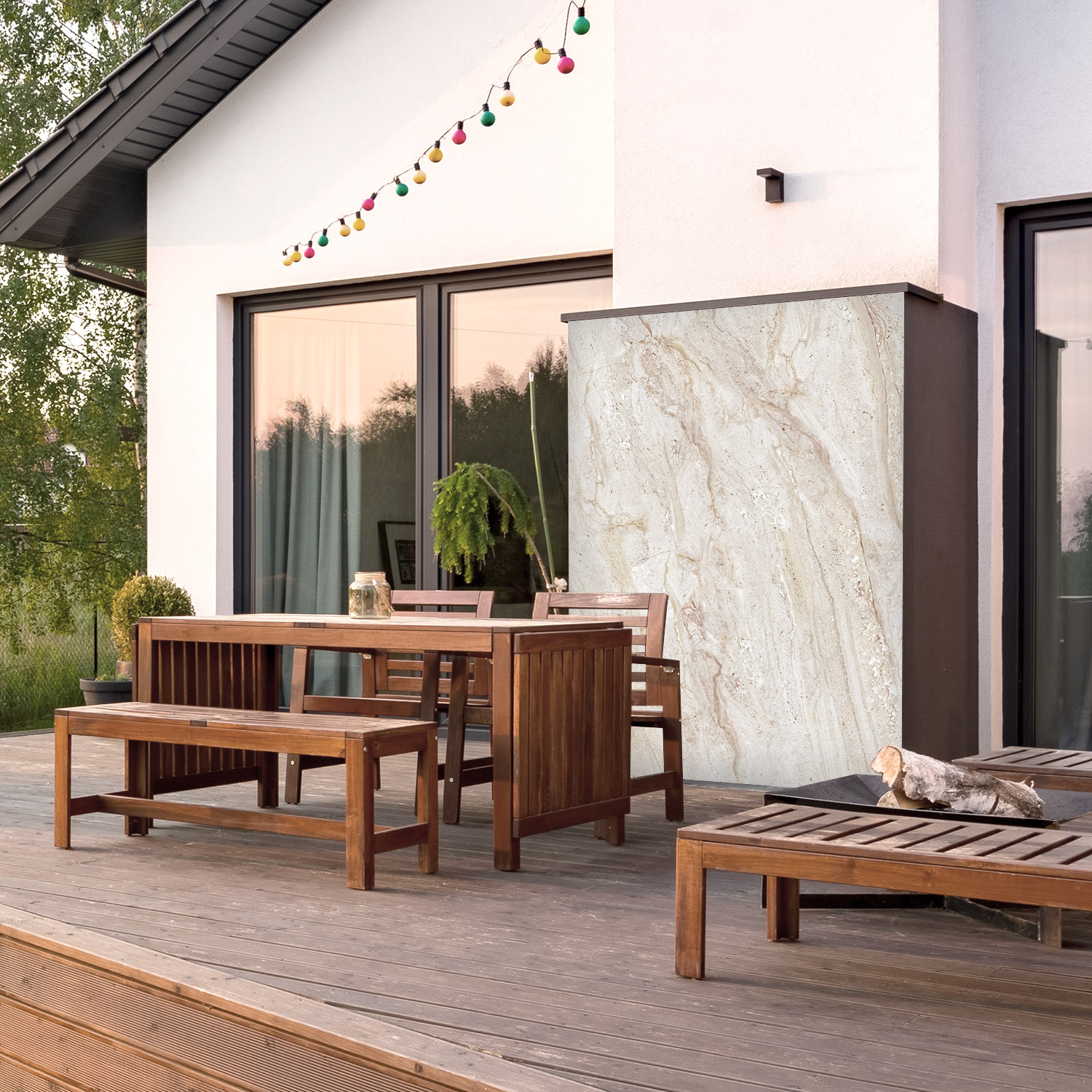Wandverkleidung für den Outdoorbereich mit Marmor V9 Motiv Wandverkleidung für den Outdoorbereich mit Marmor V9 Motiv