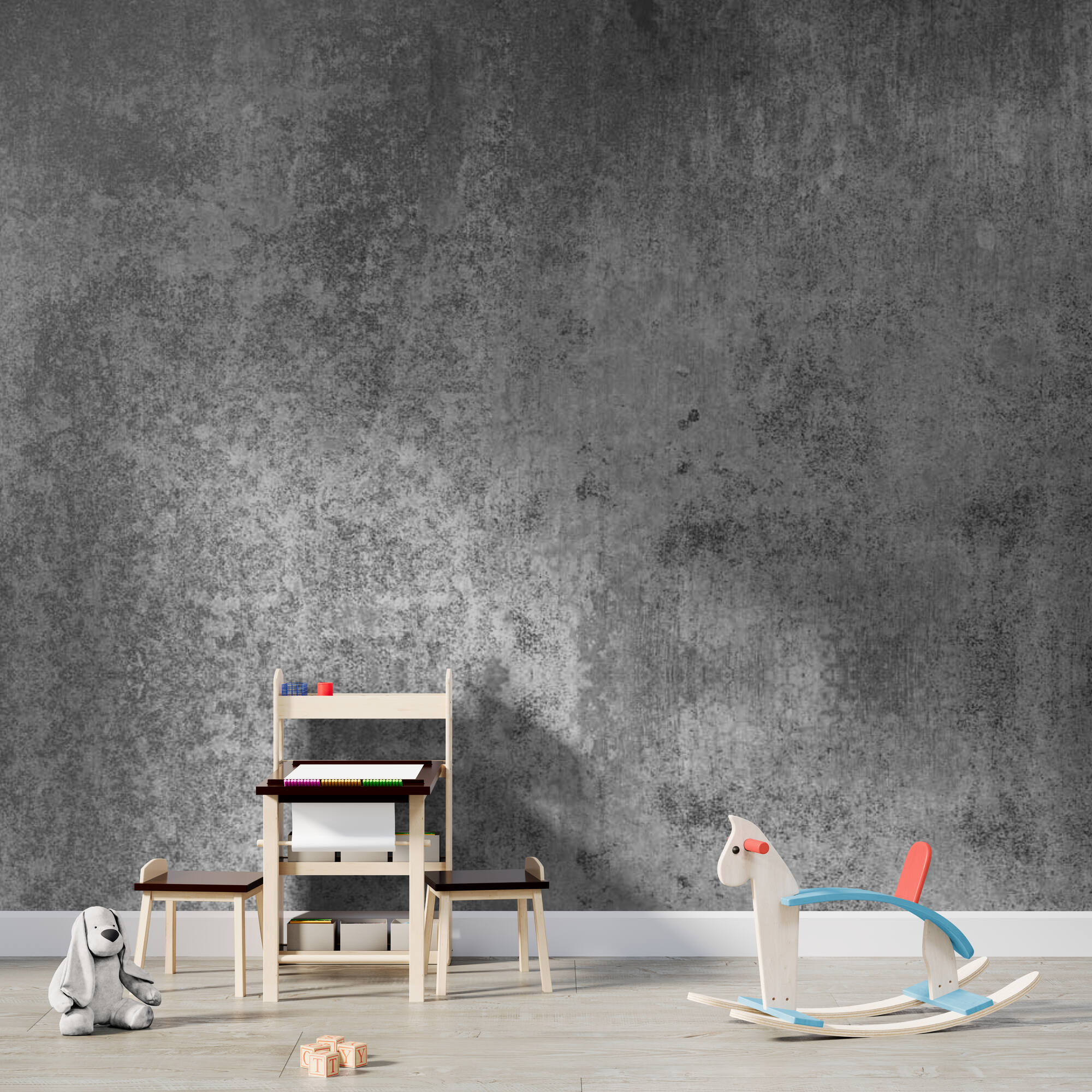 Wandverkleidung für das Kinderzimmer mit Beton V2 Motiv Wandverkleidung für das Kinderzimmer mit Beton V2 Motiv