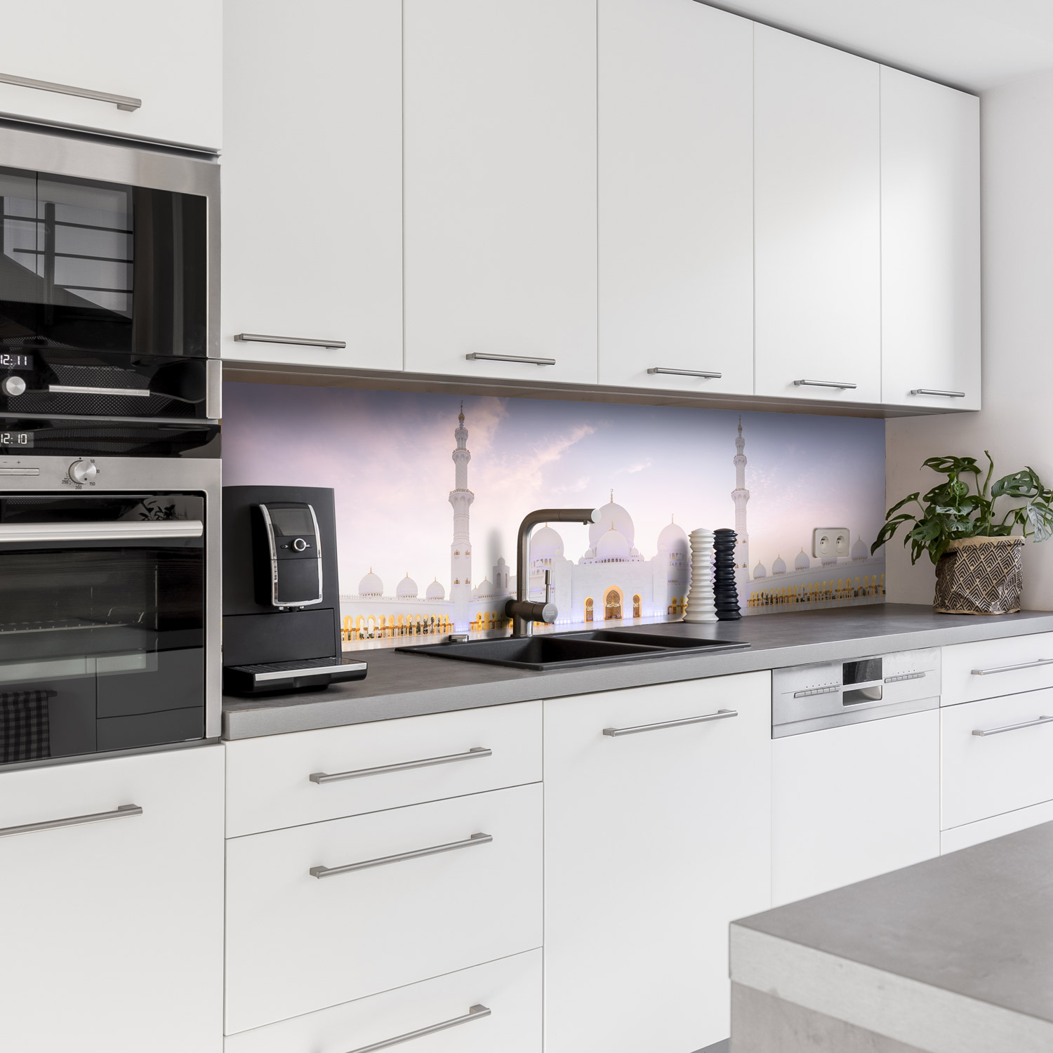 Küchenrückwand mit  Arabia V1 Motiv als Fliesenersatz und Spritzschutz 