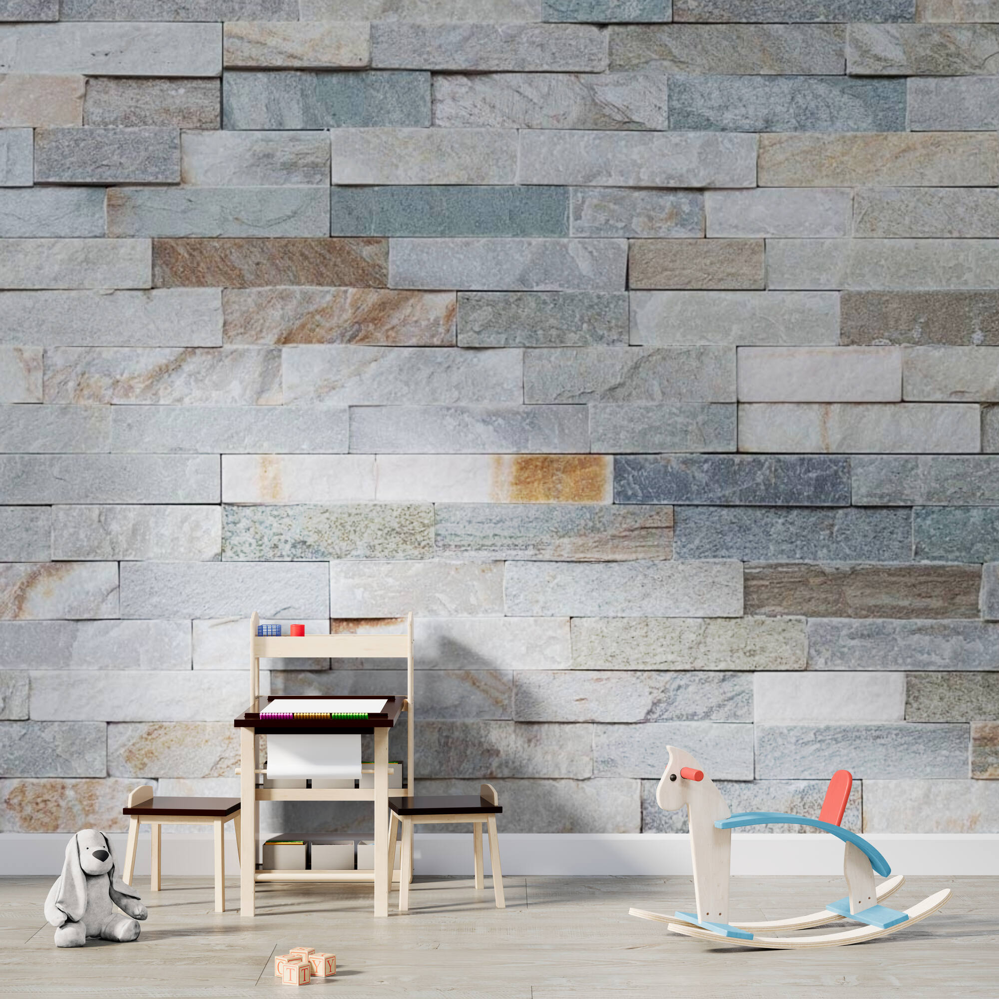 Wandverkleidung für das Kinderzimmer mit Stein V4 Motiv Wandverkleidung für das Kinderzimmer mit Stein V4 Motiv