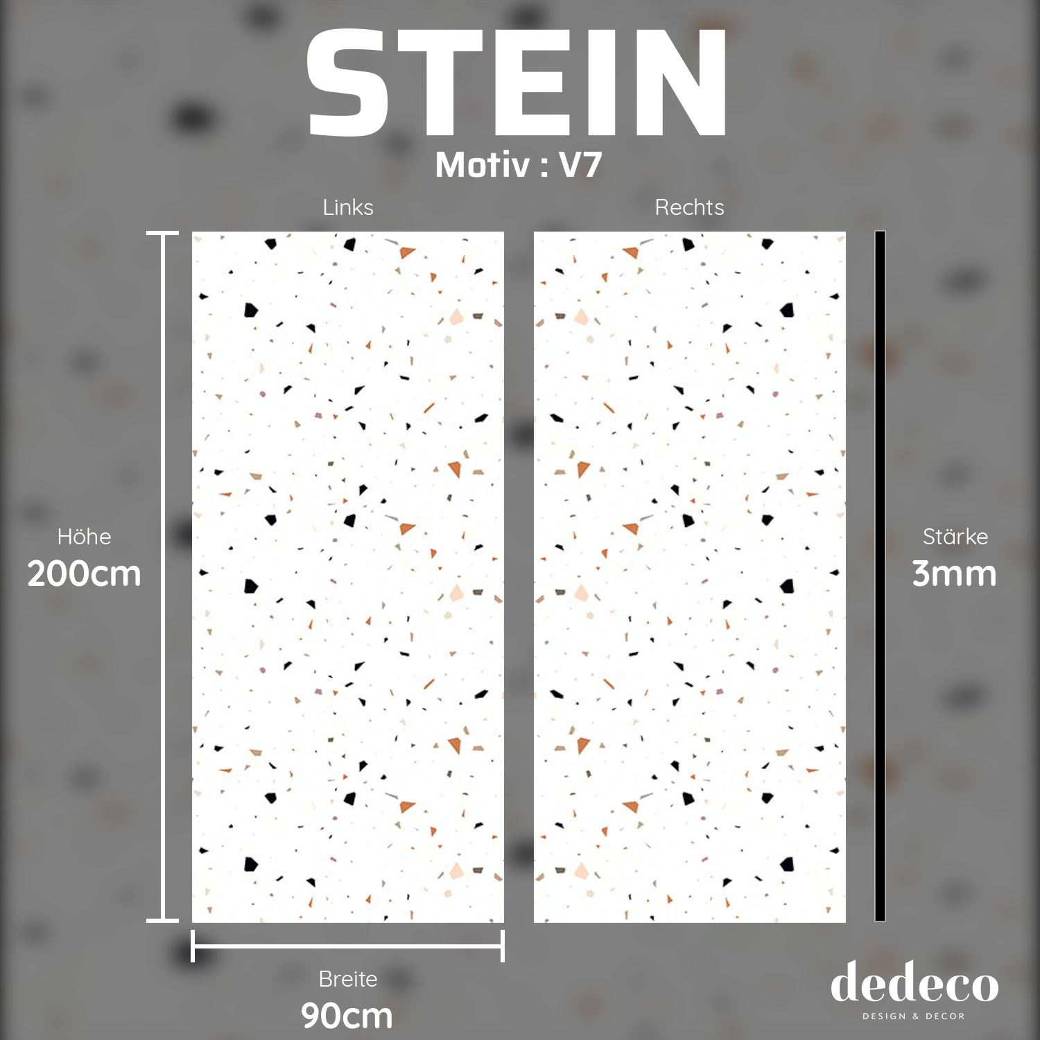 Duschrückwand mit Stein V7 Motiv, als Badrückwand zum Fliesenersatz