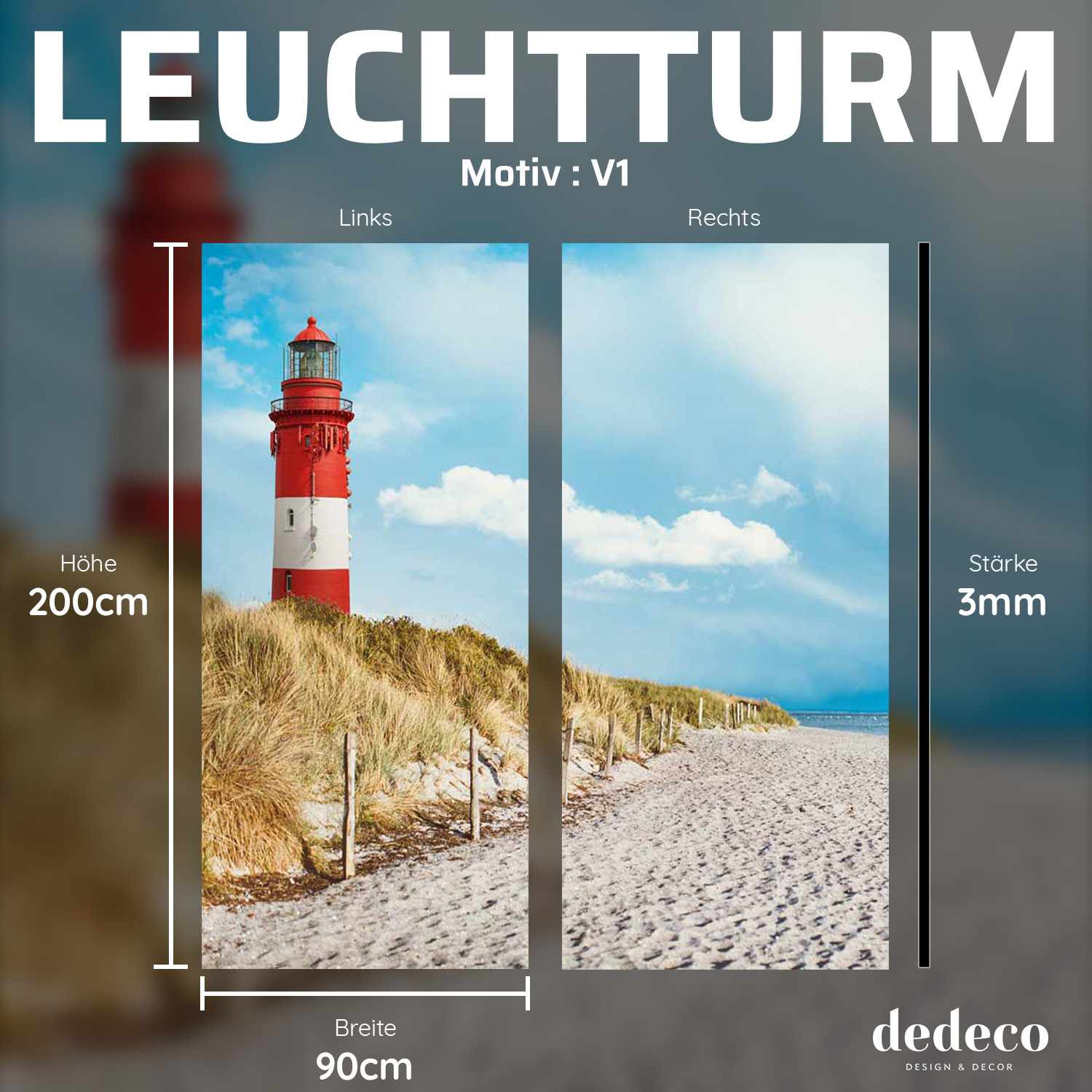 Duschrückwand mit Leuchtturm V1 Motiv, als Badrückwand zum Fliesenersatz
