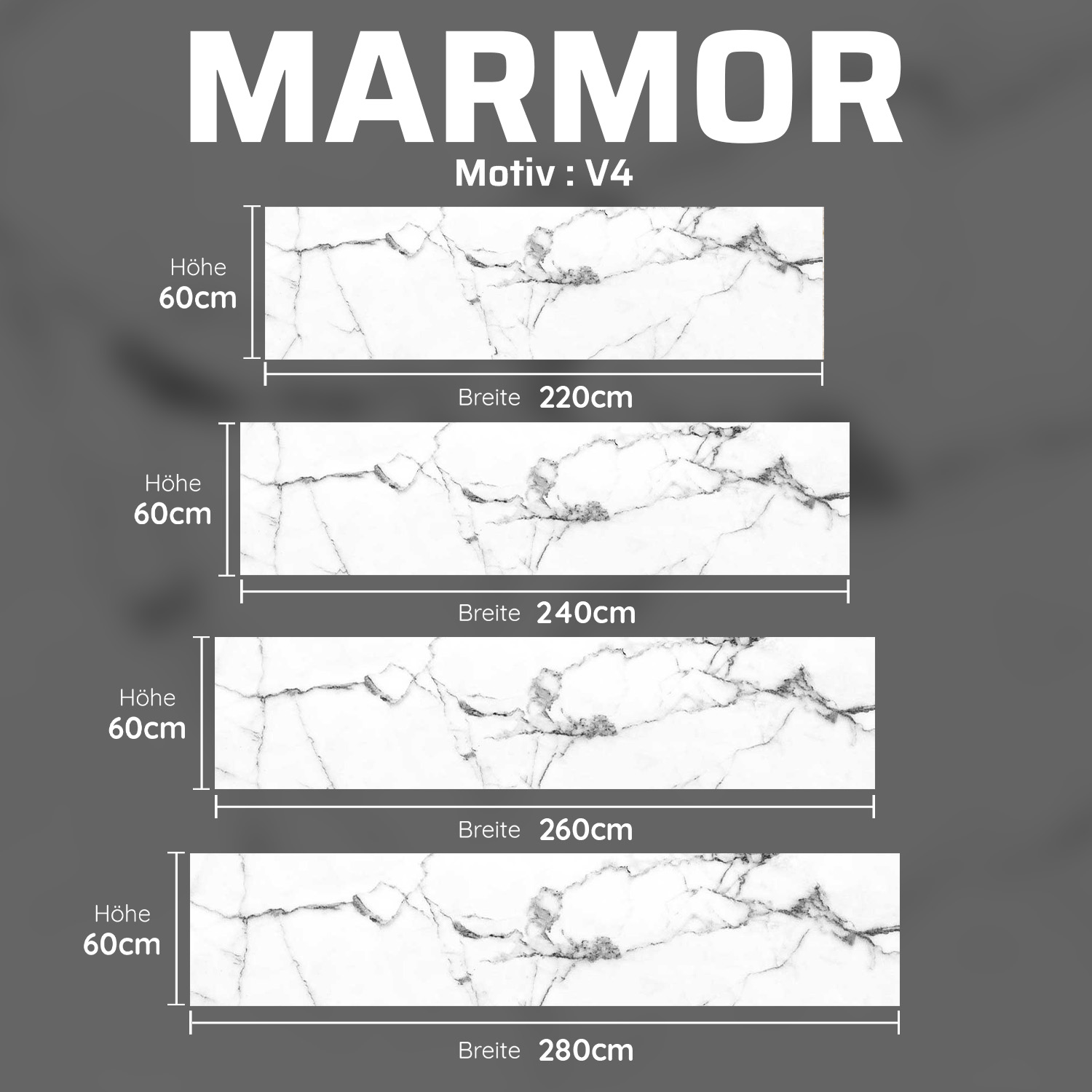 Küchenrückwand mit Marmor V4 Motiv als Fliesenersatz und Spritzschutz