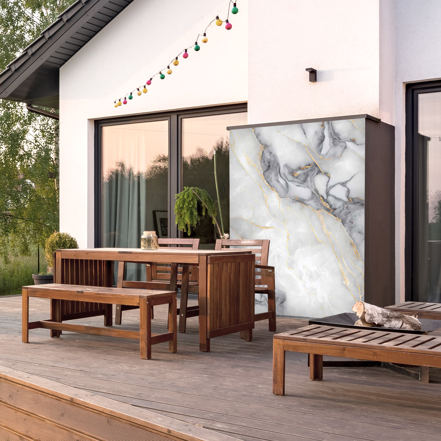 Wandverkleidung für den Outdoorbereich mit Marmor V20 Motiv