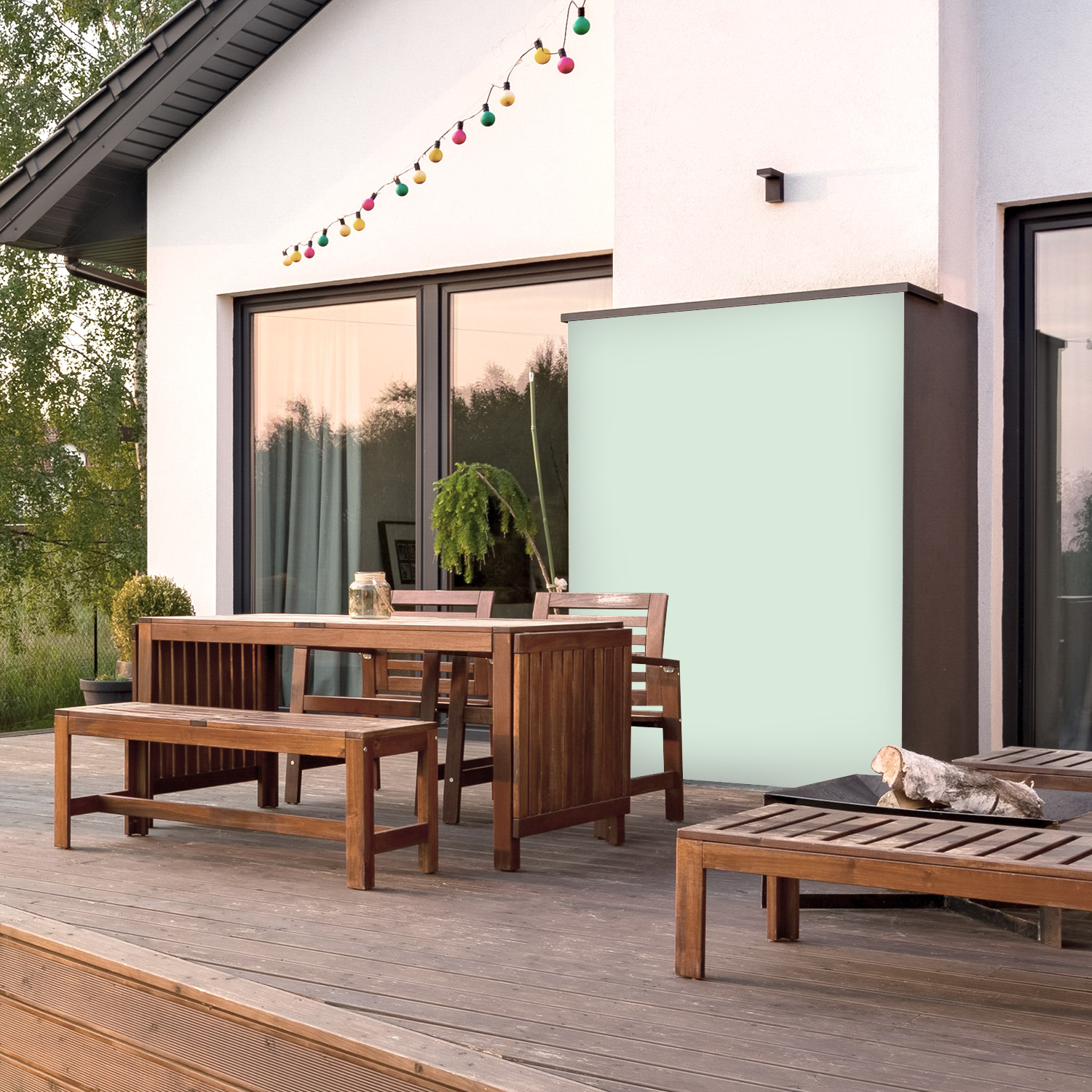 Wandverkleidung für den Outdoorbereich in Mint Unifarbe Wandverkleidung für den Outdoorbereich in Mint Unifarbe