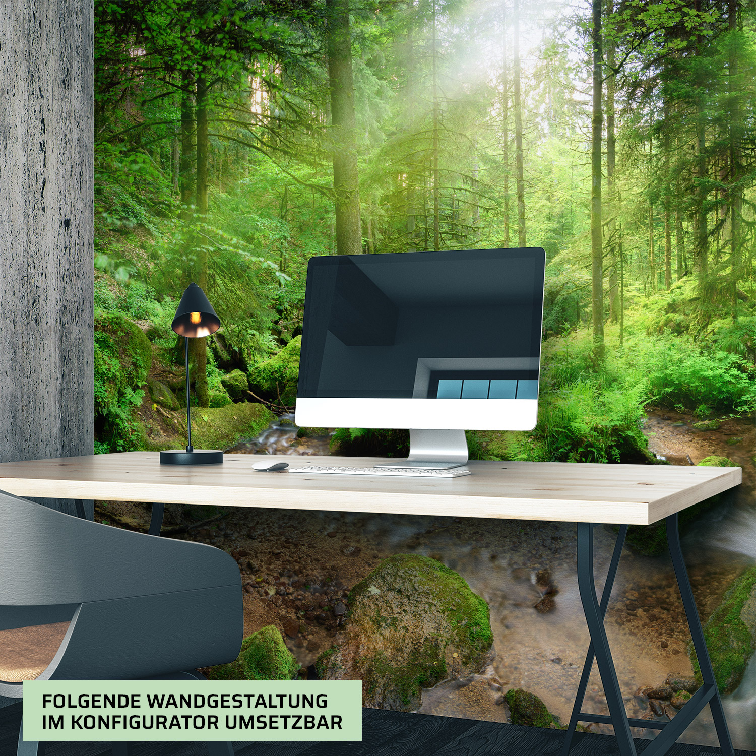Wandverkleidung für das Büro mit Wald V3 Motiv